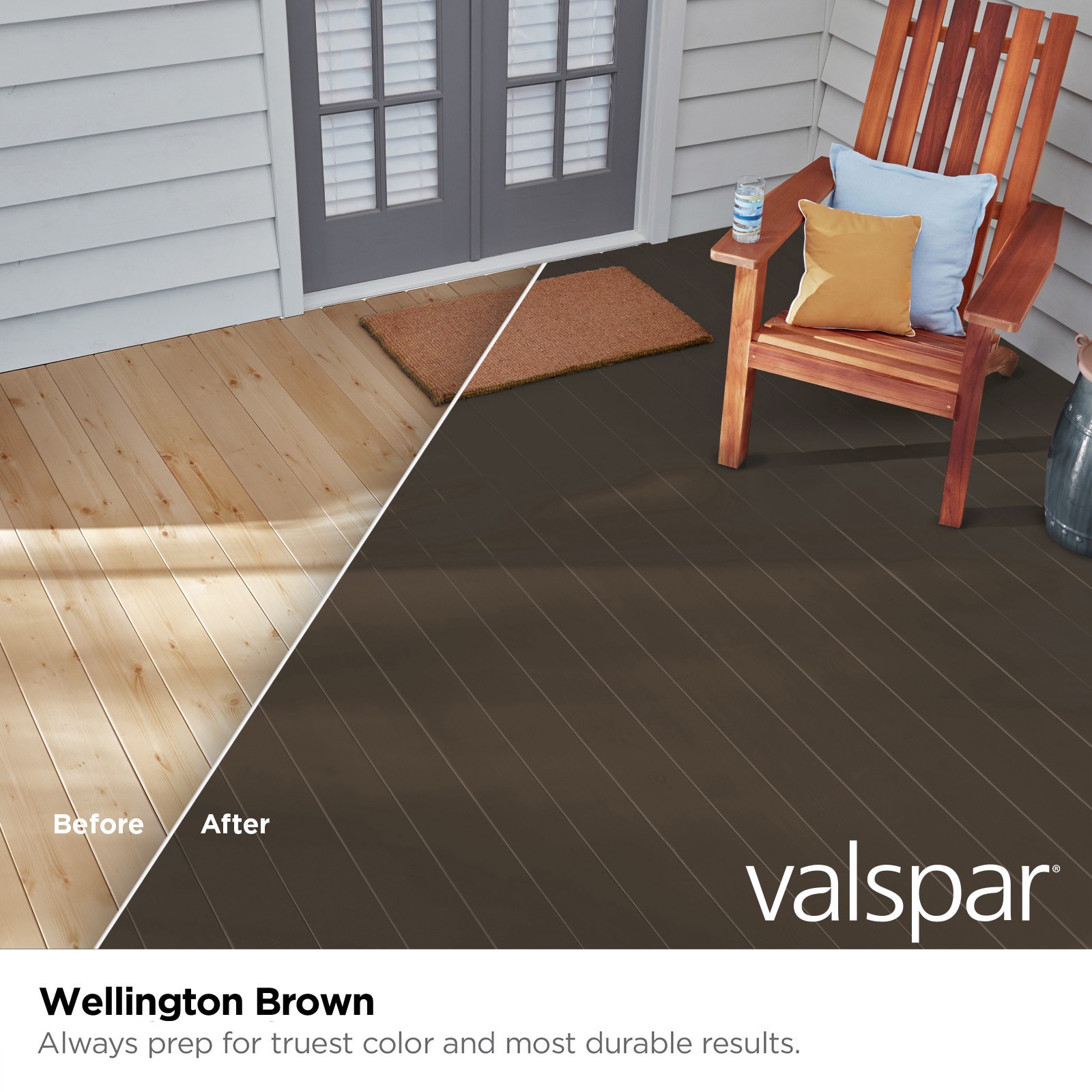 slide 2 of 6, Valspar Wellington Brown Solid Exterior Wood Stain and Sealer in One ( 5-gallon ), 1 ct
