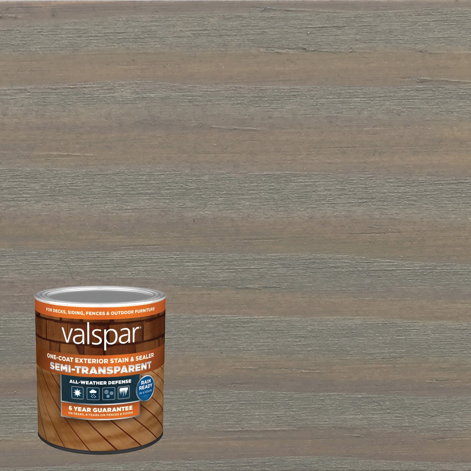 slide 1 of 6, Valspar Found Fossil Semi-transparent Exterior Wood Stain and Sealer in One ( 1-quart ), 1 ct