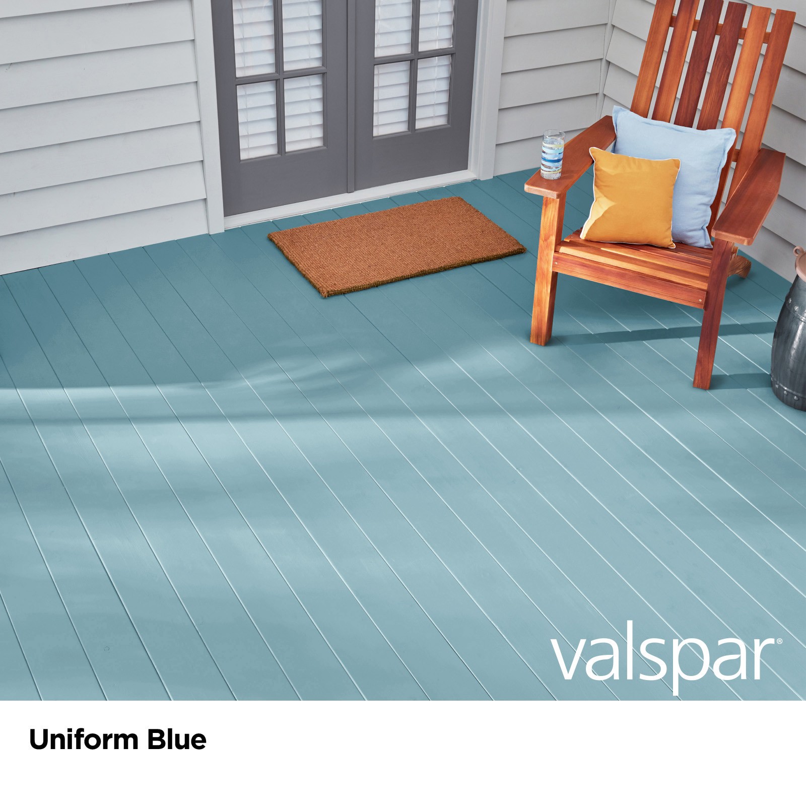 slide 2 of 6, Valspar Uniform Blue Solid Exterior Wood Stain and Sealer (1-Gallon), 