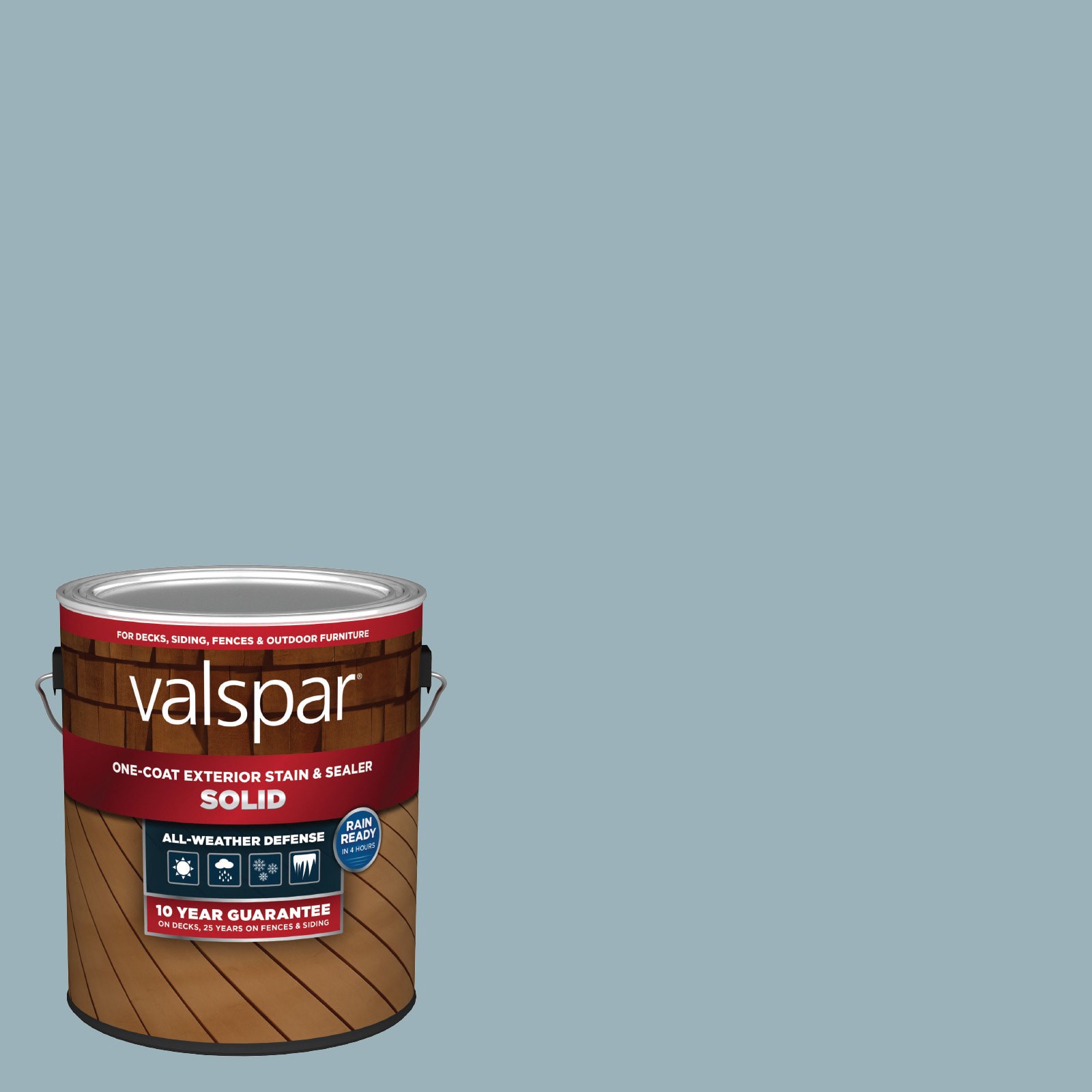 slide 1 of 6, Valspar Uniform Blue Solid Exterior Wood Stain and Sealer (1-Gallon), 