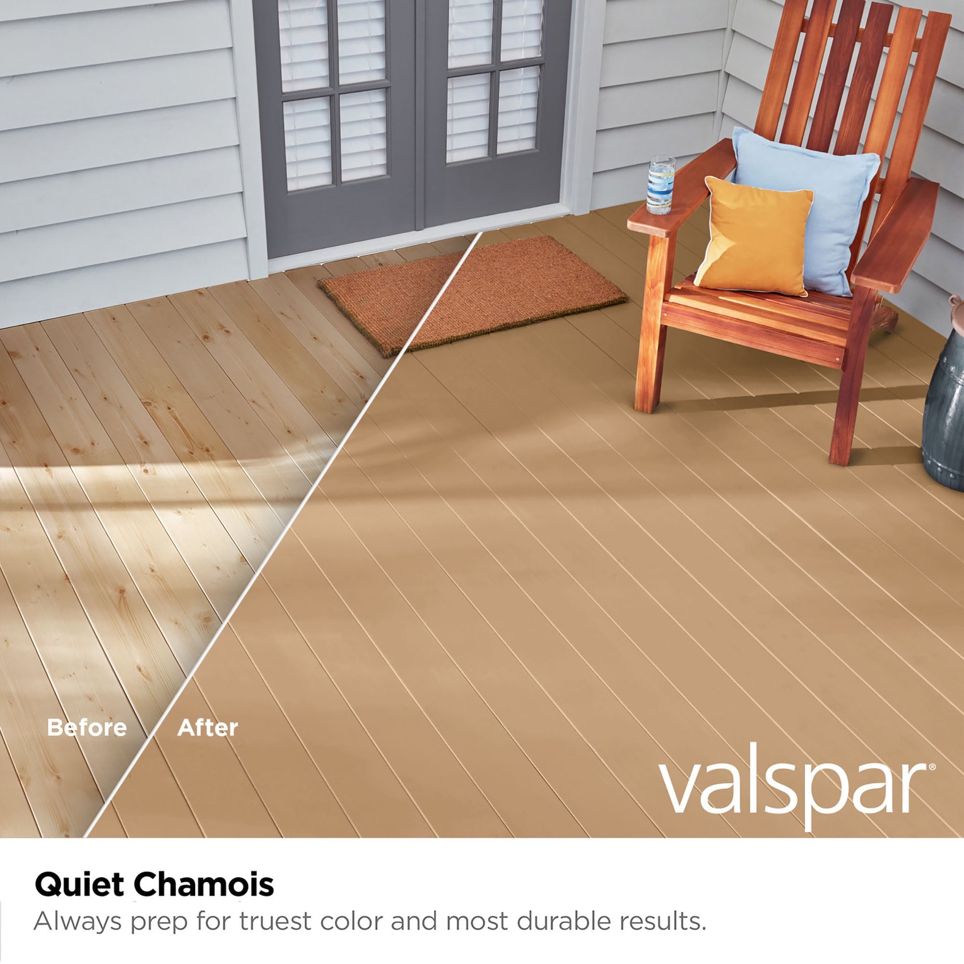 slide 2 of 6, Valspar Quiet Chamois Solid Exterior Wood Stain and Sealer in One ( 1-quart ), 1 ct