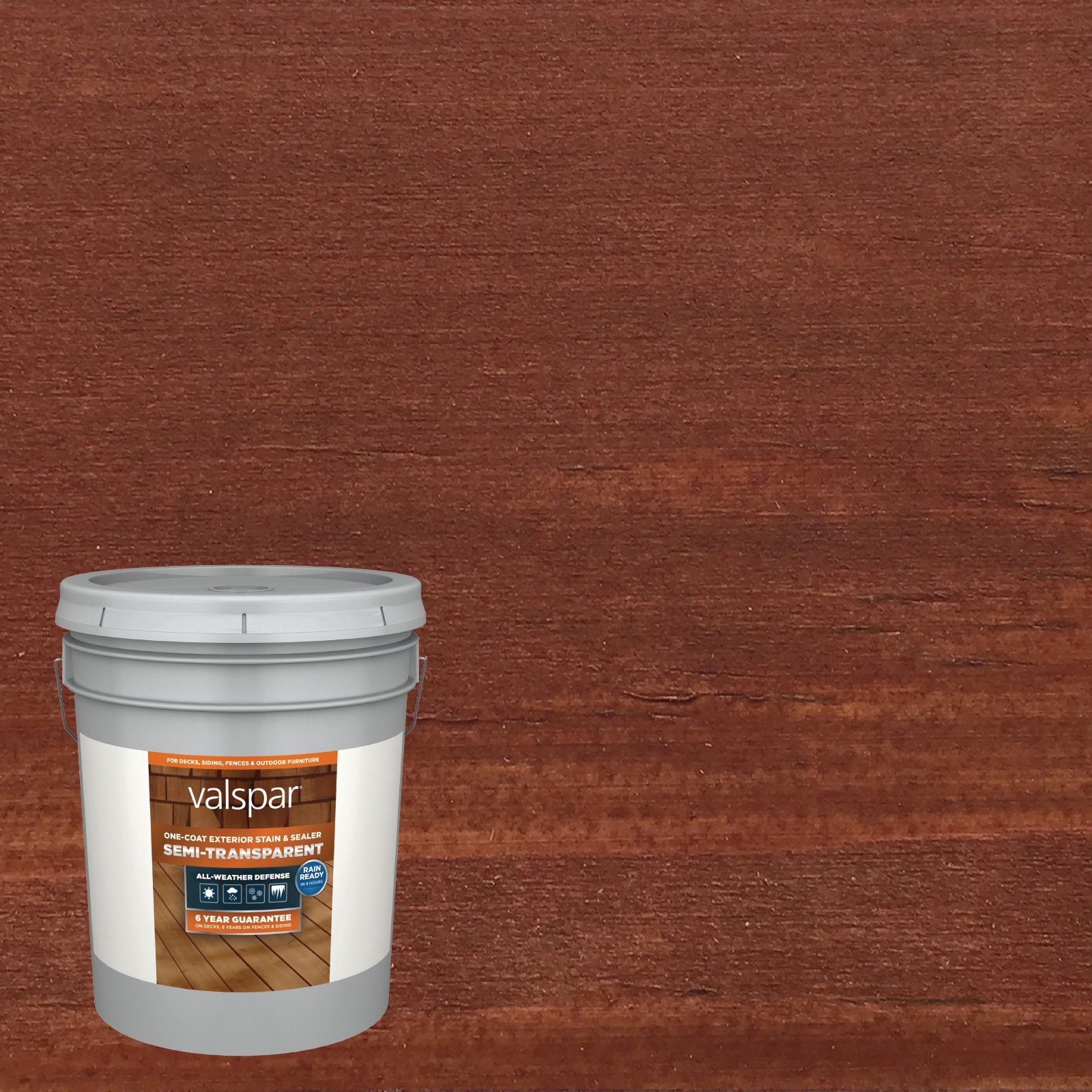 slide 1 of 6, Valspar Napa Wine Semi-transparent Exterior Wood Stain and Sealer (5-Gallon), 