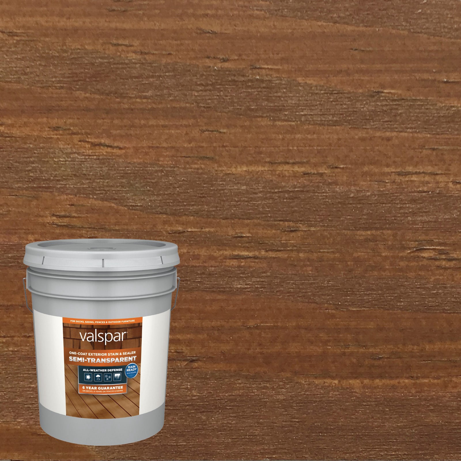 slide 1 of 1, Valspar Pinebark Semi-transparent Exterior Wood Stain and Sealer (5-Gallon), 1 ct