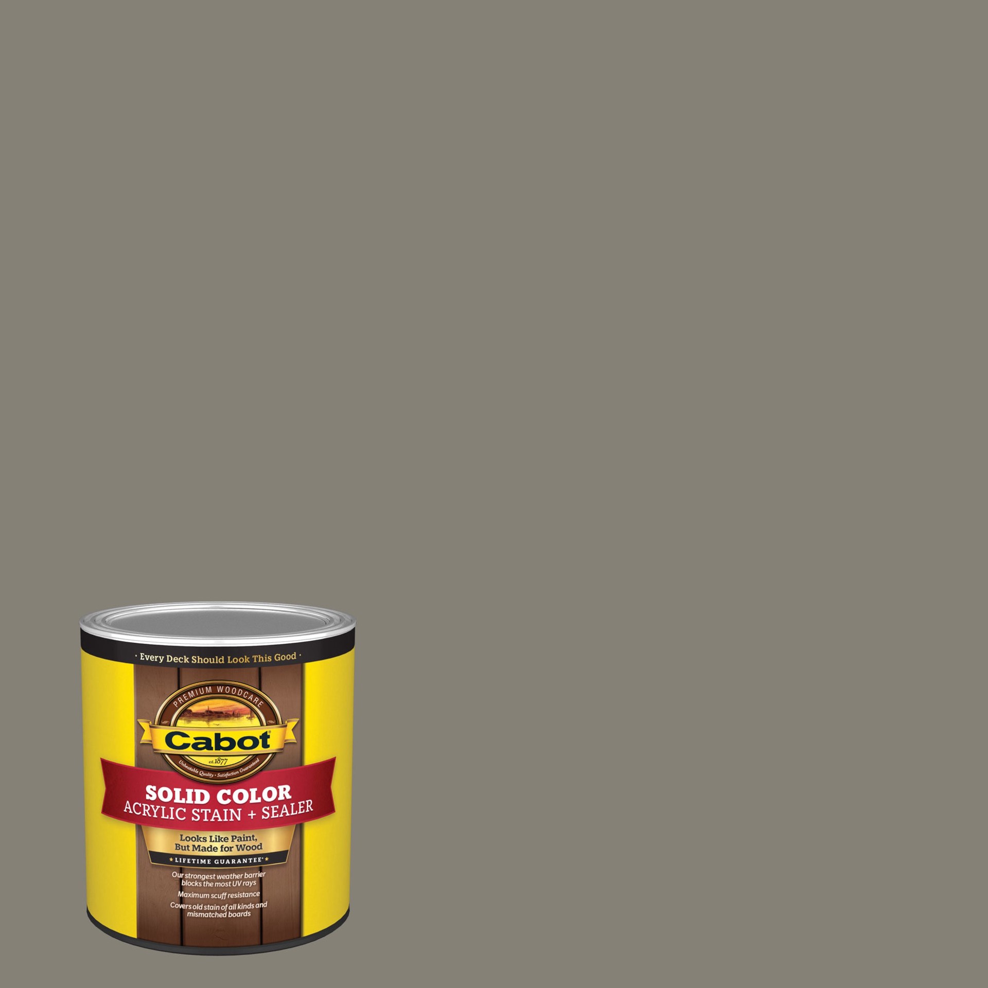 slide 1 of 6, Cabot Pewter Gray Solid Exterior Wood Stain and Sealer in One ( 1-quart ), 1 ct