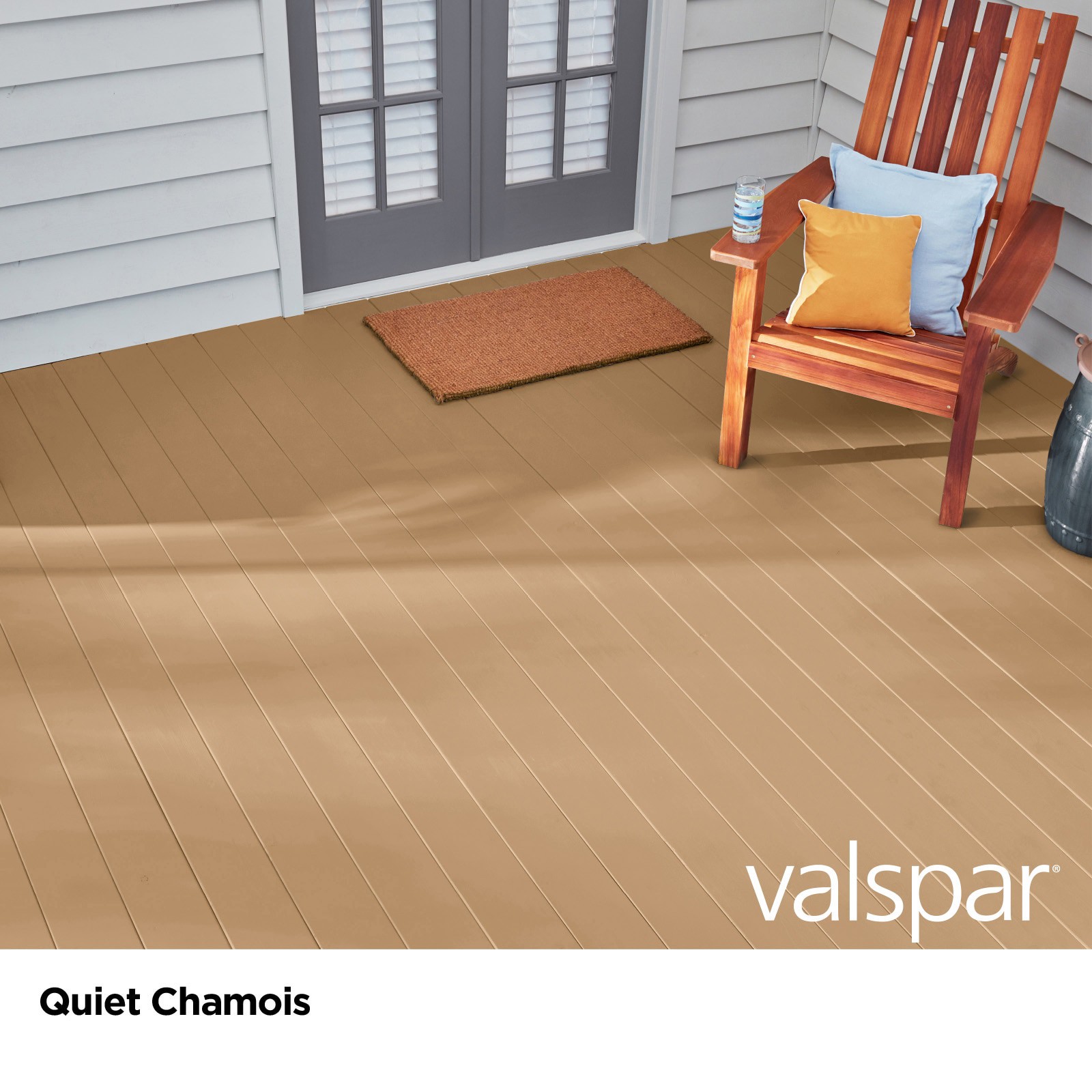 slide 2 of 6, Valspar Quiet Chamois Solid Exterior Wood Stain and Sealer (1-Gallon), 