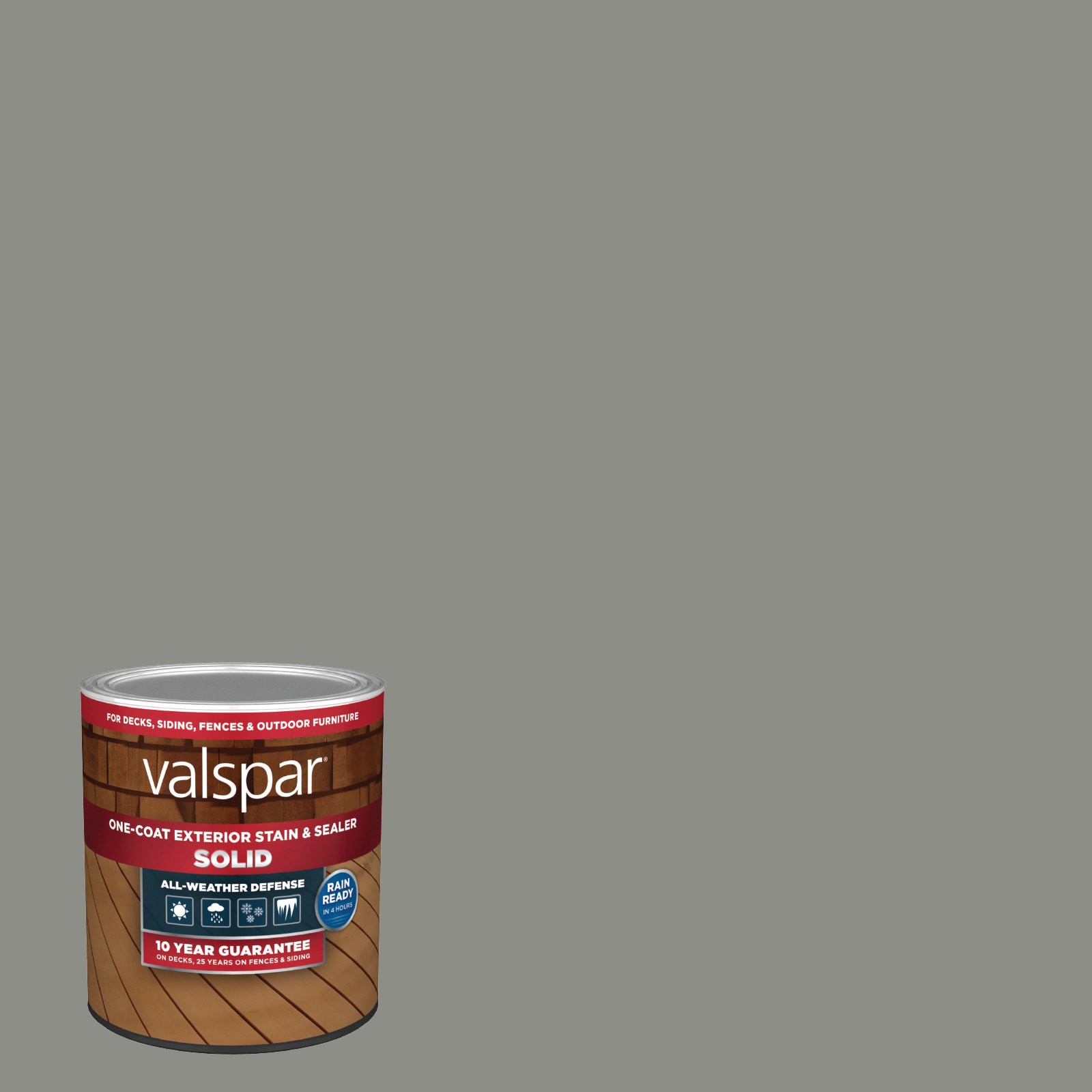 slide 1 of 6, Valspar Found Fossil Solid Exterior Wood Stain and Sealer in One ( 1-quart ), 1 ct