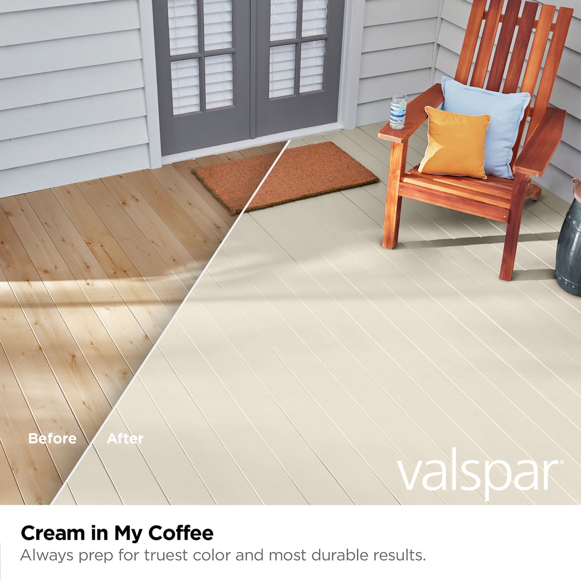 slide 2 of 6, Valspar Cream In My Coffee Solid Exterior Wood Stain and Sealer in One ( 5-gallon ), 1 ct