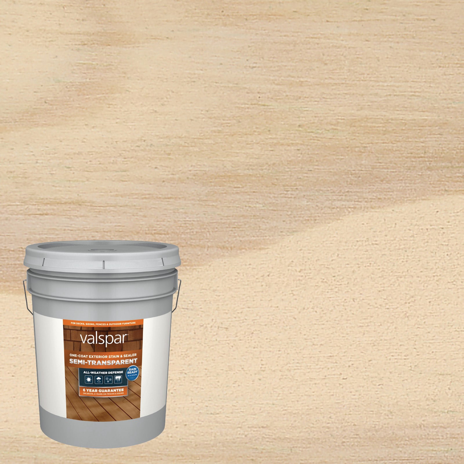 slide 1 of 1, Valspar Cream In My Coffee Semi-transparent Exterior Wood Stain and Sealer (5-Gallon), 1 ct