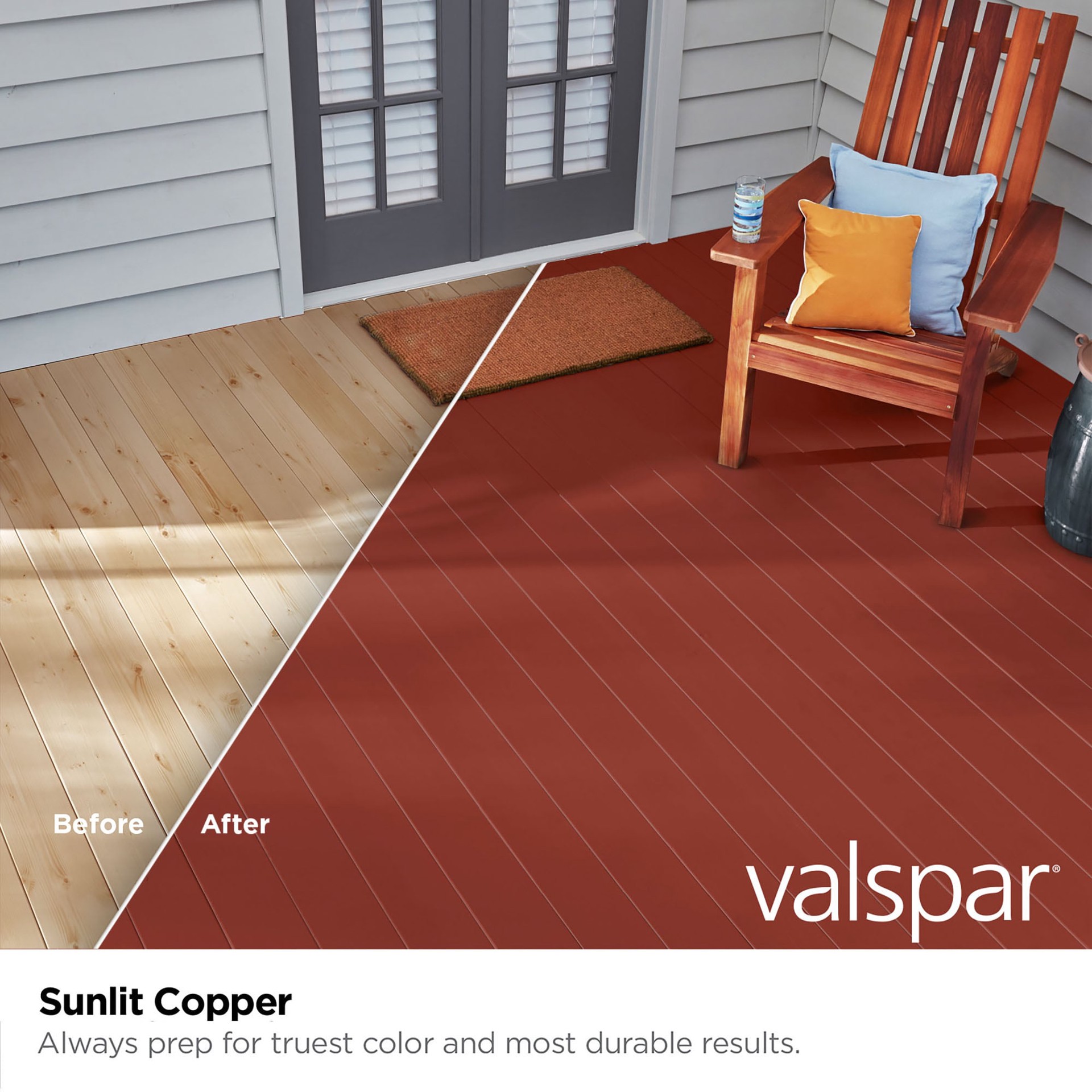 slide 2 of 6, Valspar Sunlit Copper Solid Exterior Wood Stain and Sealer in One ( 1-quart ), 1 ct