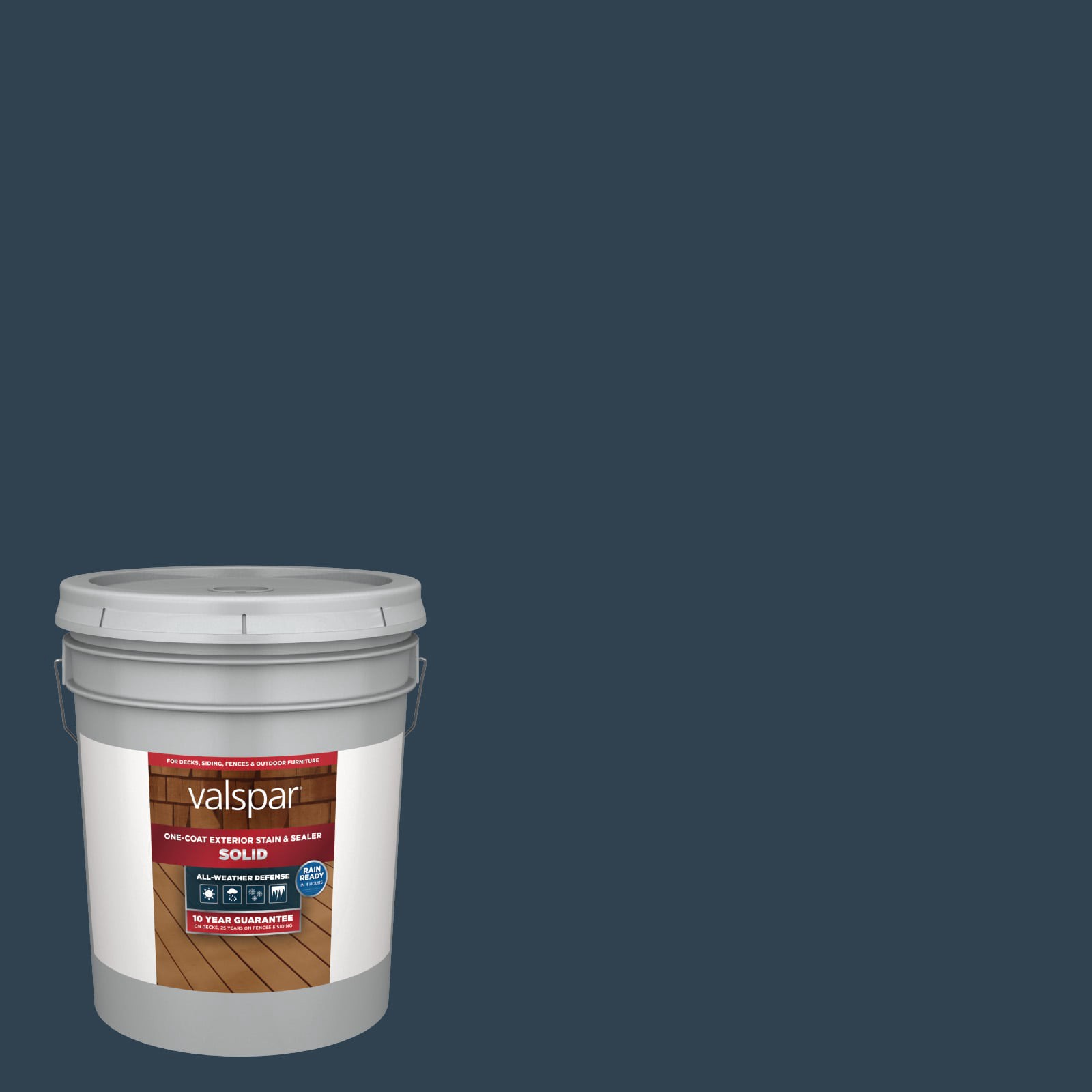 slide 1 of 6, Valspar Moonless Solid Exterior Wood Stain and Sealer in One ( 5-gallon ), 1 ct