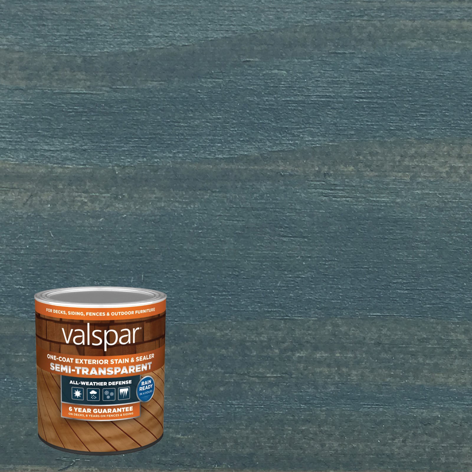 slide 1 of 6, Valspar Moonless Semi-transparent Exterior Wood Stain and Sealer in One ( 1-quart ), 1 ct
