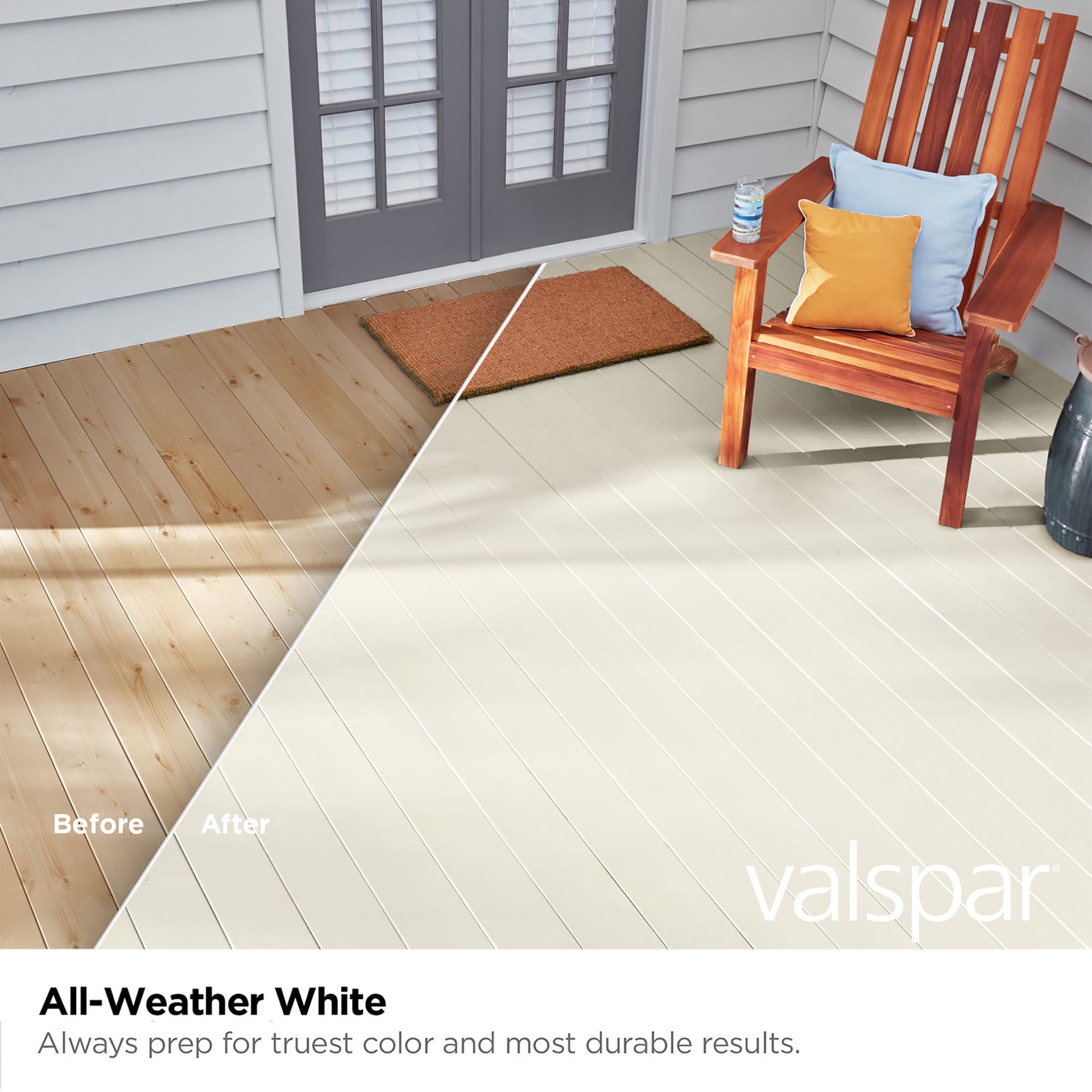 slide 2 of 6, Valspar All-Weather White Solid Exterior Wood Stain and Sealer in One ( 1-quart ), 1 ct