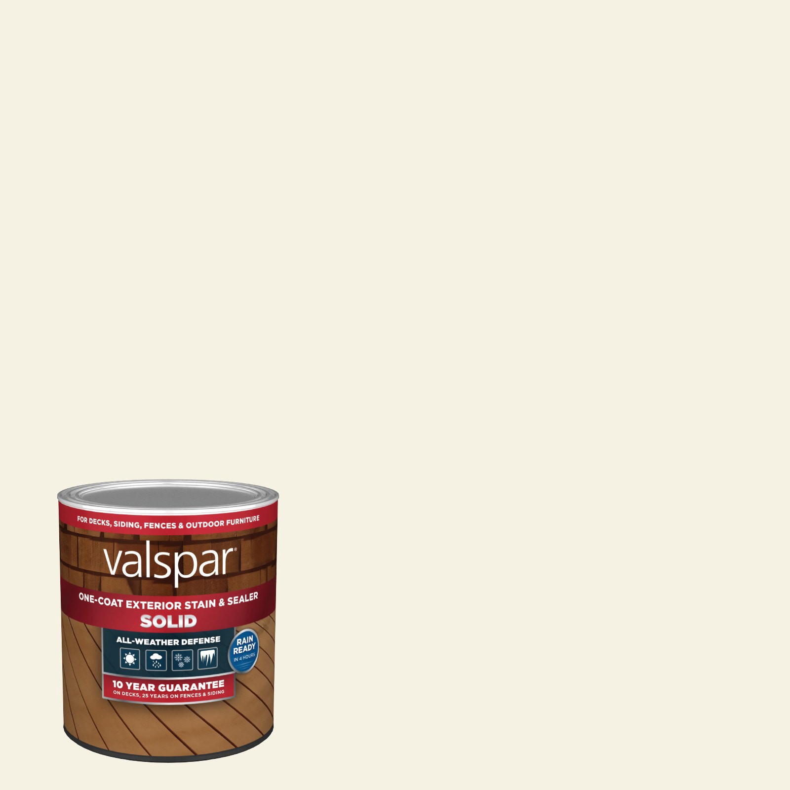 slide 1 of 6, Valspar All-Weather White Solid Exterior Wood Stain and Sealer in One ( 1-quart ), 1 ct