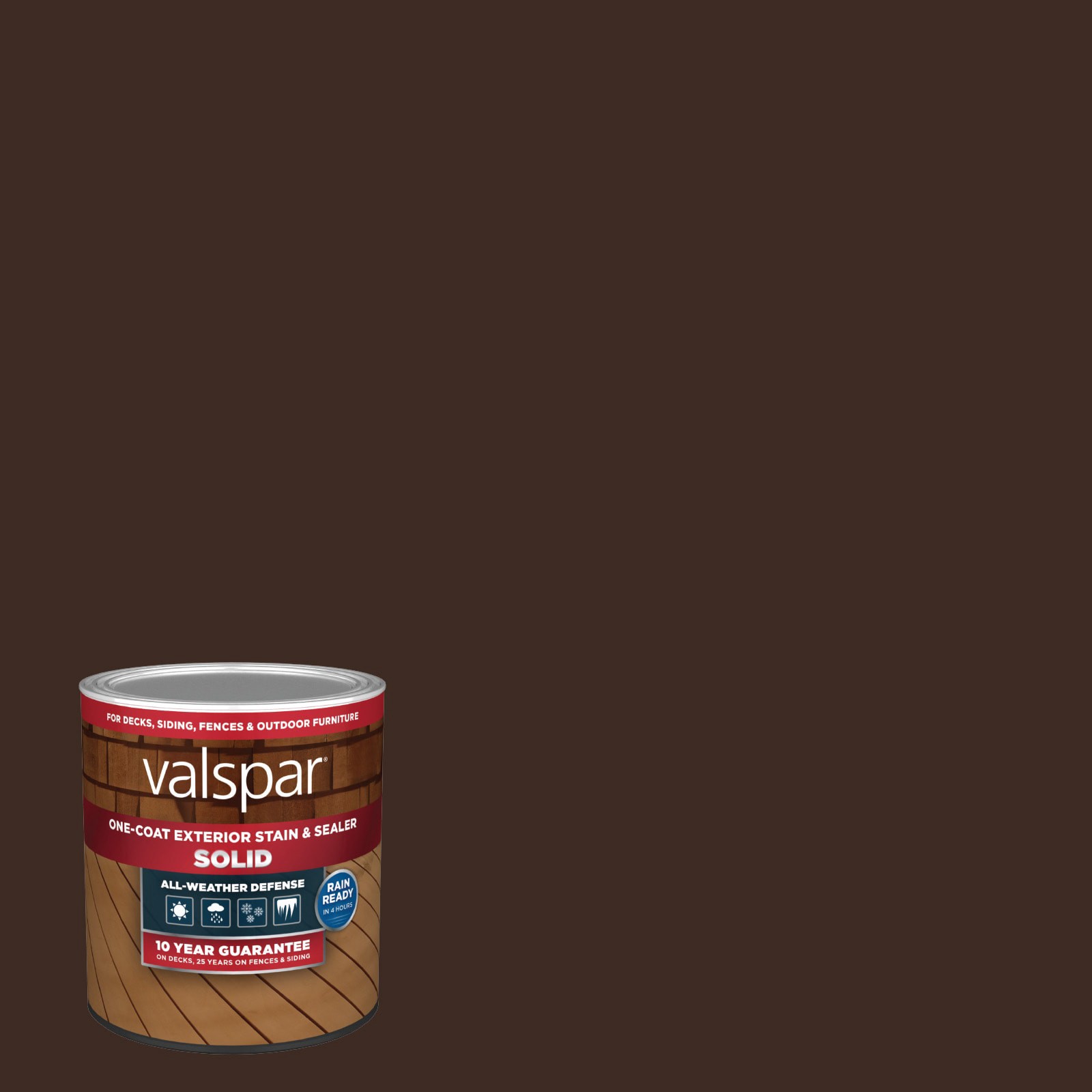 slide 1 of 6, Valspar Classic Mahogany Solid Exterior Wood Stain and Sealer in One ( 1-quart ), 1 ct