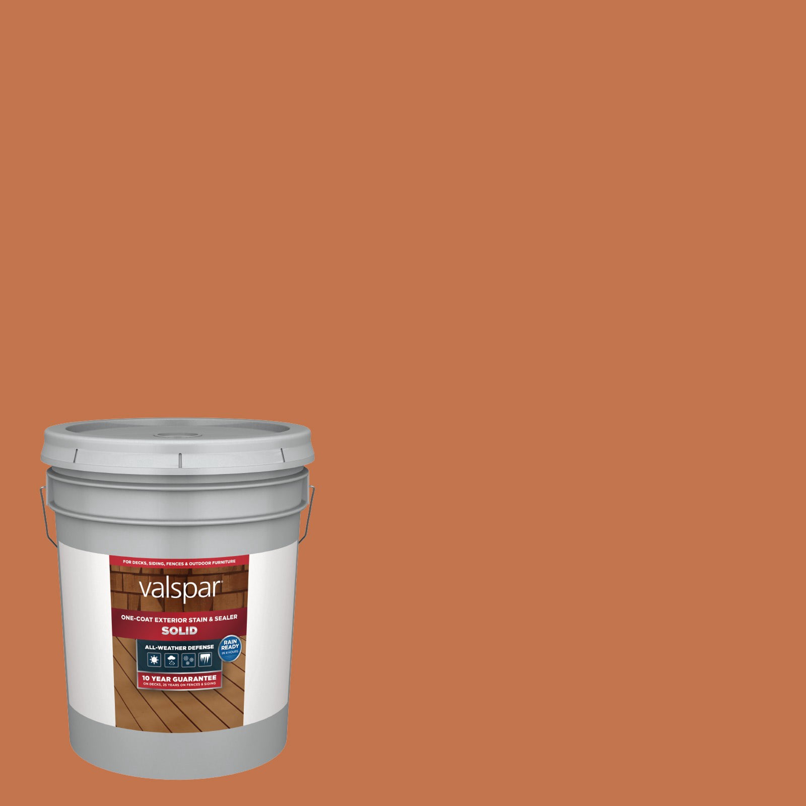 slide 1 of 6, Valspar Grand Mesa Solid Exterior Wood Stain and Sealer in One ( 5-gallon ), 1 ct