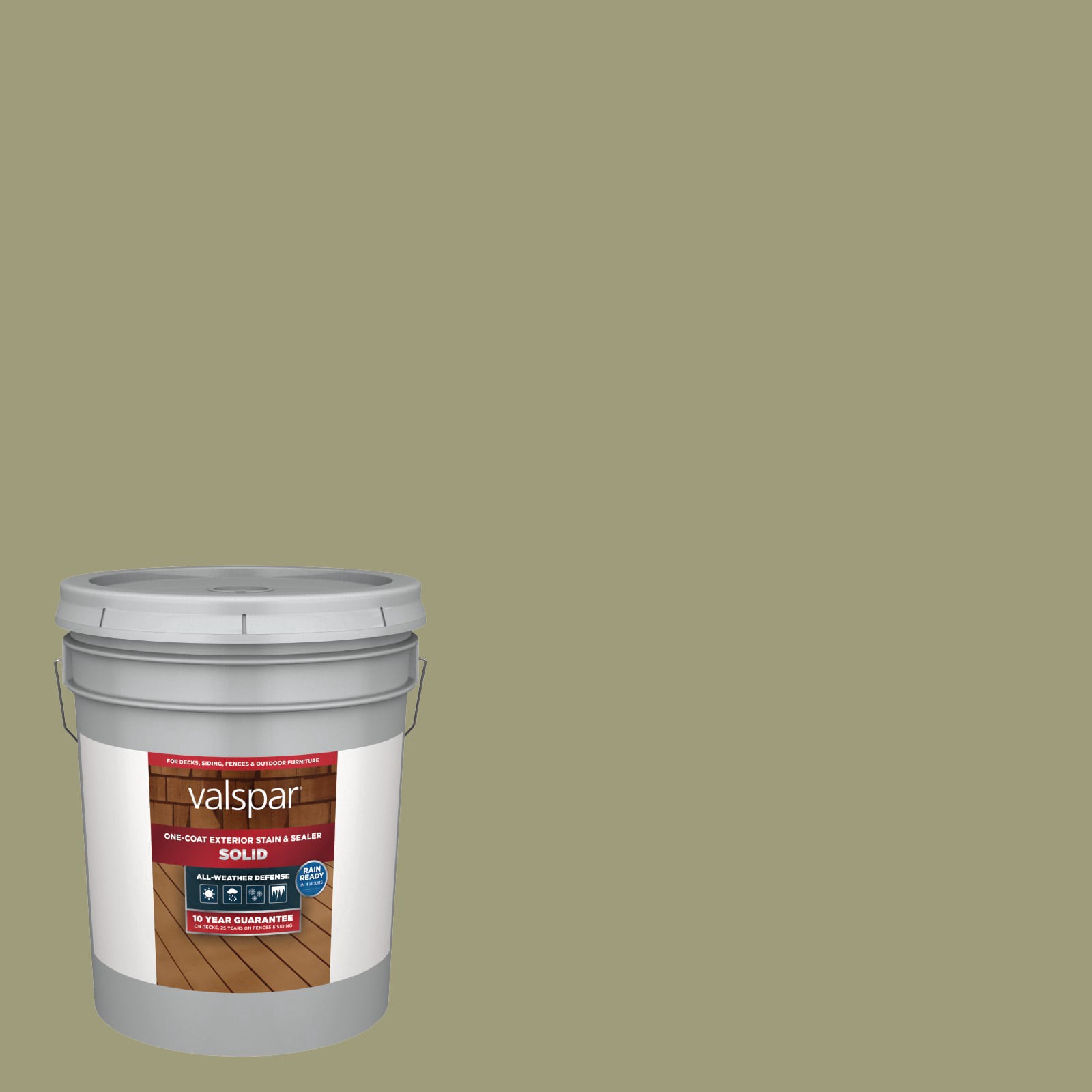 slide 1 of 6, Valspar Cilantro Solid Exterior Wood Stain and Sealer in One ( 5-gallon ), 1 ct