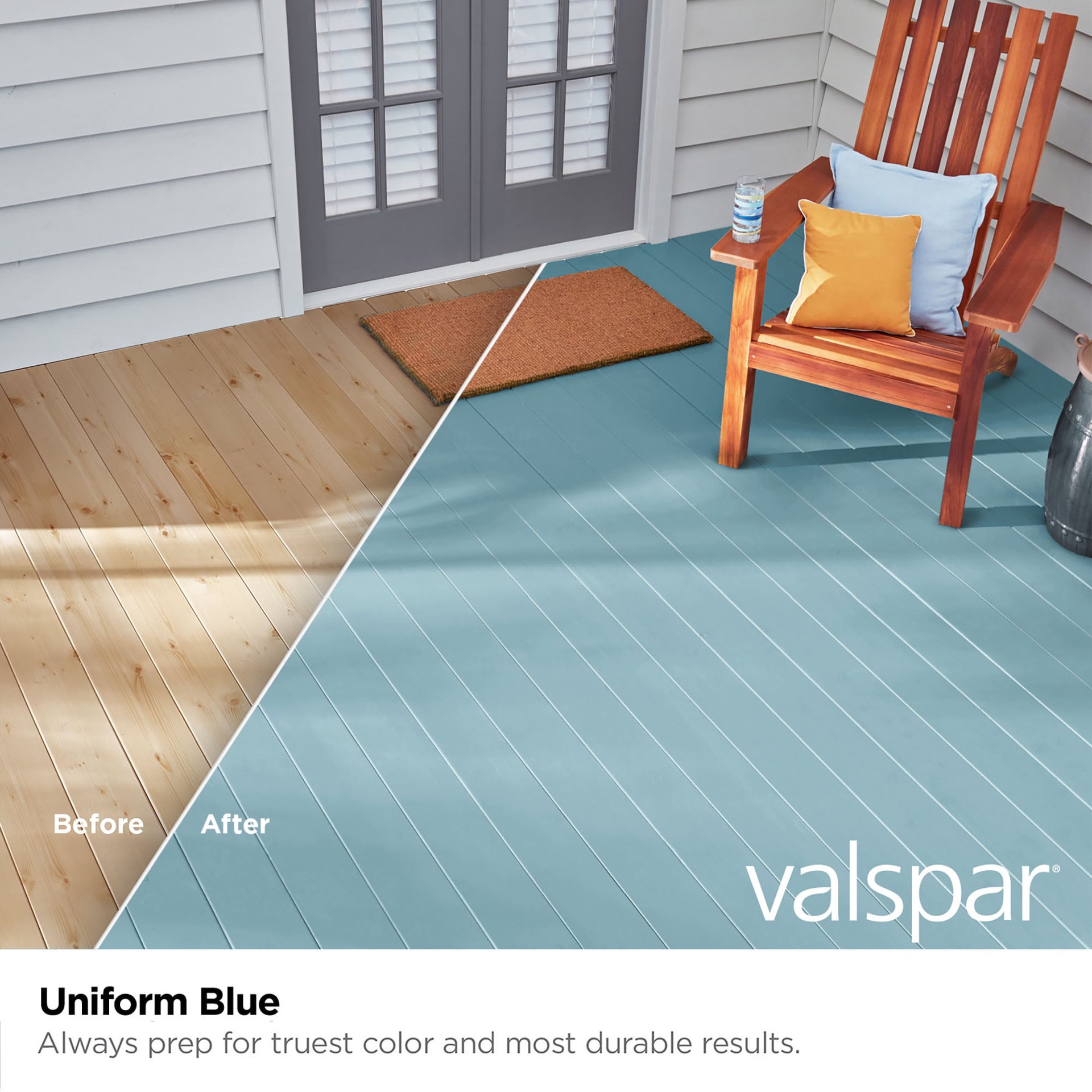slide 2 of 6, Valspar Uniform Blue Solid Exterior Wood Stain and Sealer in One ( 5-gallon ), 1 ct