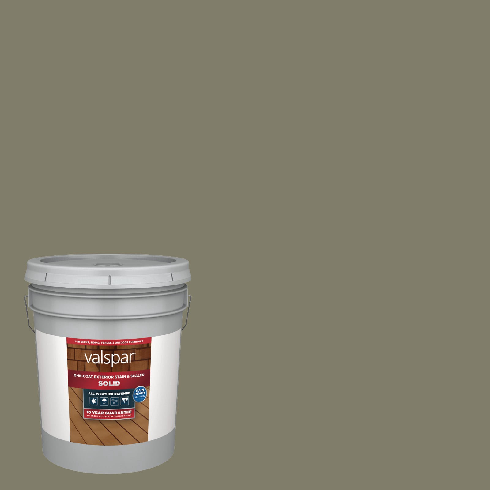 slide 1 of 6, Valspar November Gray Solid Exterior Wood Stain and Sealer in One ( 5-gallon ), 1 ct
