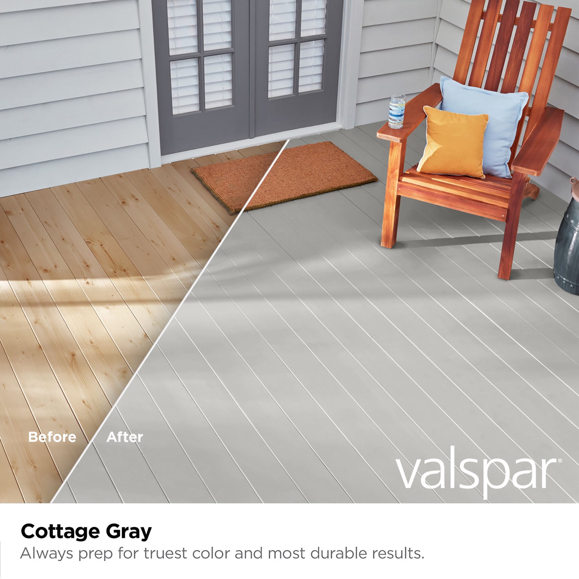 slide 2 of 6, Valspar Cottage Gray Solid Exterior Wood Stain and Sealer in One ( 5-gallon ), 1 ct