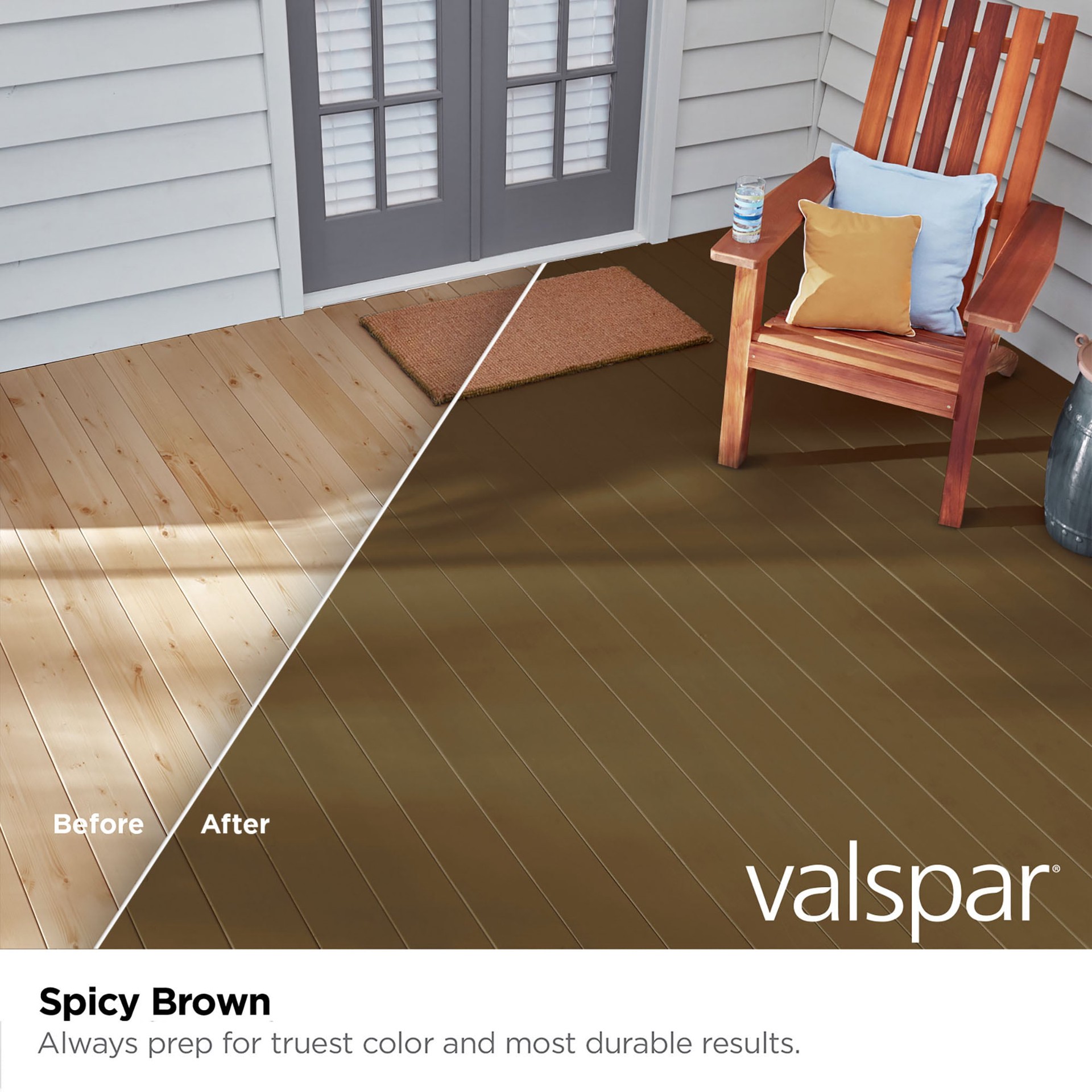 slide 2 of 6, Valspar Spicy Brown Solid Exterior Wood Stain and Sealer in One ( 5-gallon ), 1 ct
