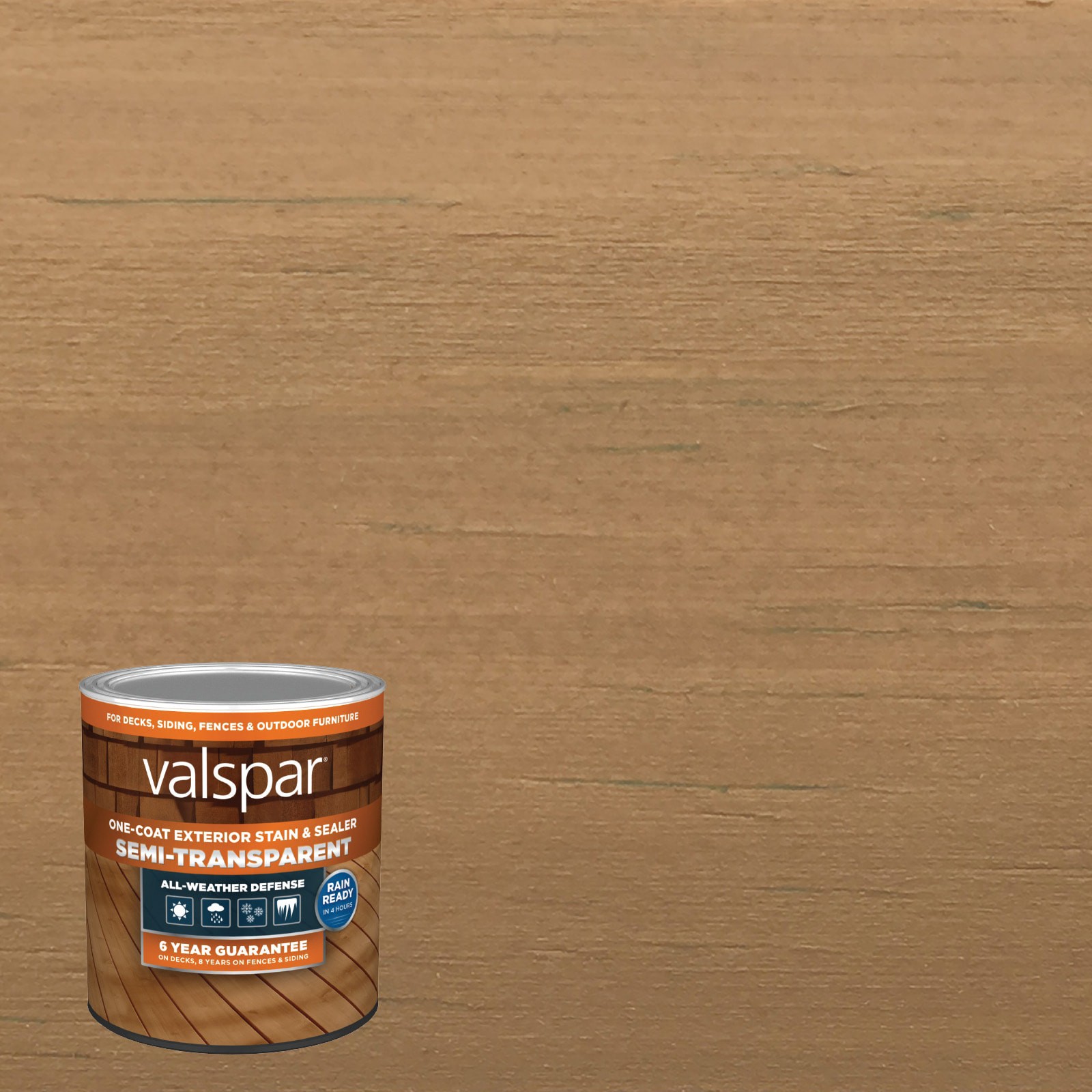 slide 1 of 6, Valspar Quiet Chamois Semi-transparent Exterior Wood Stain and Sealer in One ( 1-quart ), 1 ct