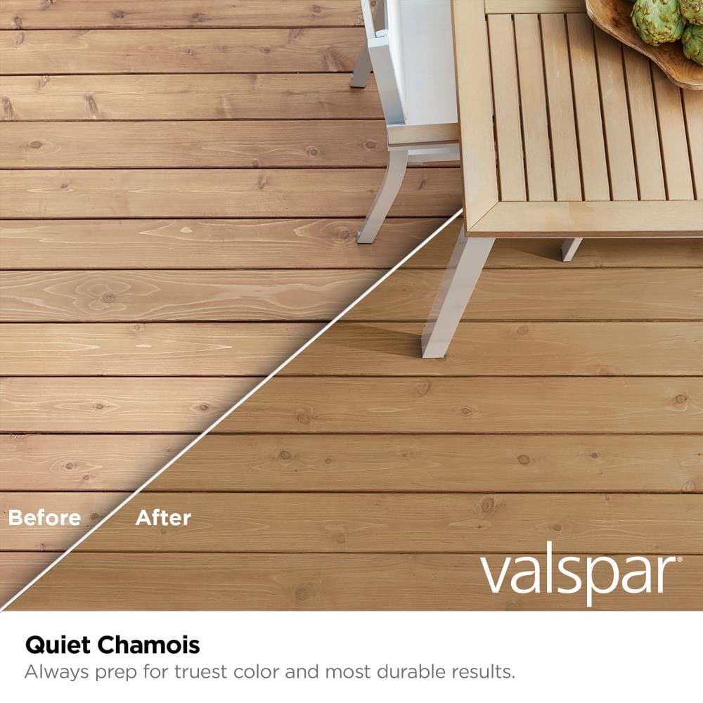 slide 2 of 6, Valspar Quiet Chamois Semi-transparent Exterior Wood Stain and Sealer in One ( 1-quart ), 1 ct