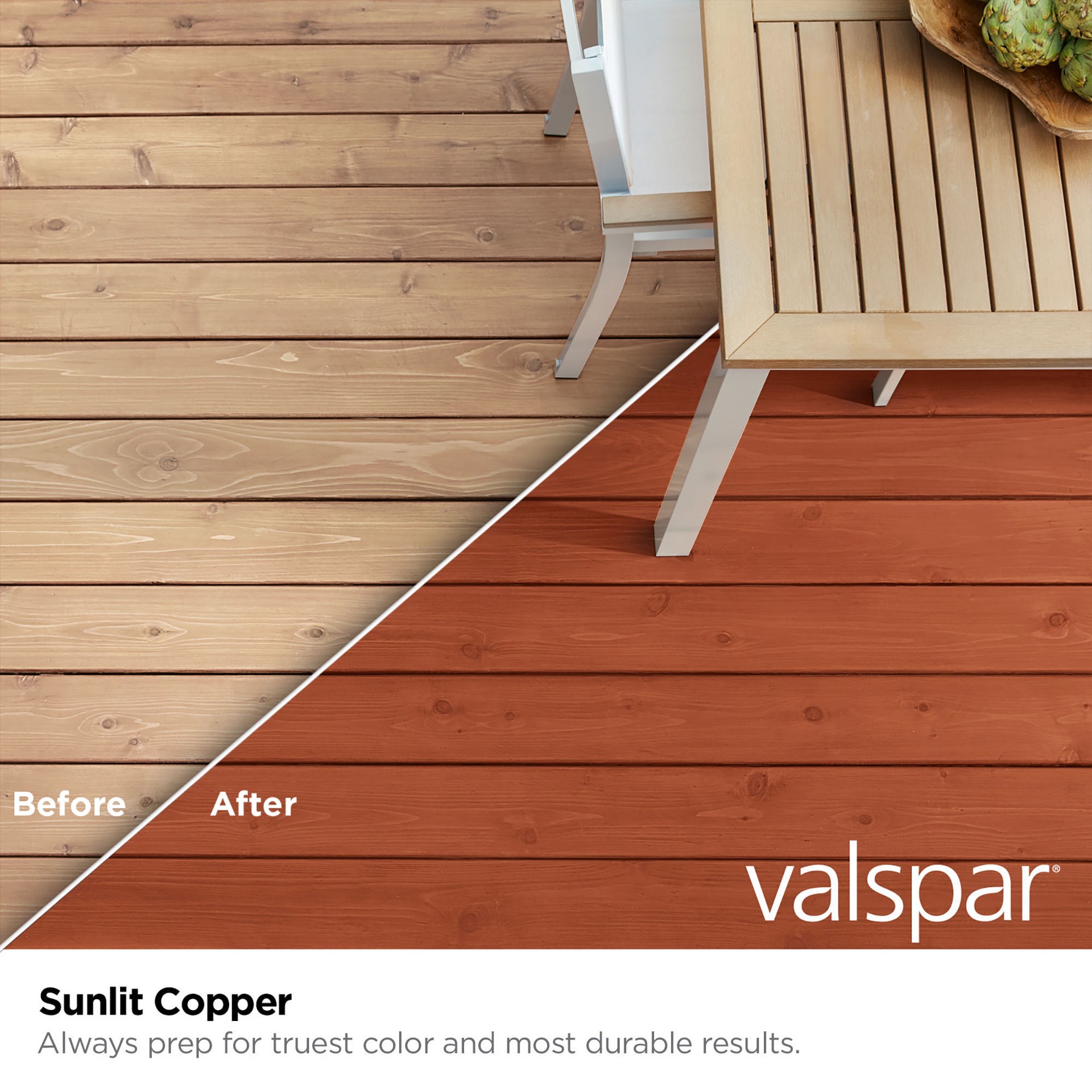 slide 4 of 6, Valspar Sunlit Copper Semi-transparent Exterior Wood Stain and Sealer (5-Gallon), 