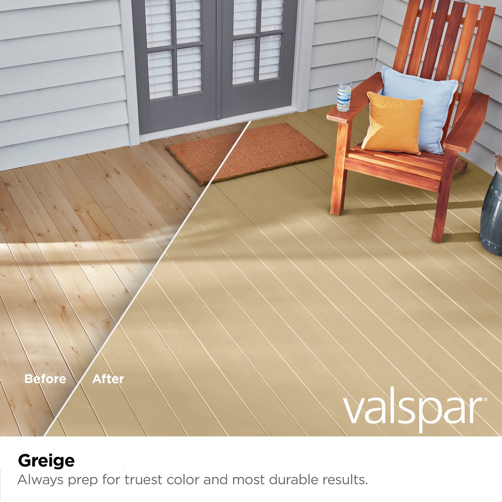 slide 2 of 6, Valspar Greige Solid Exterior Wood Stain and Sealer in One ( 1-quart ), 1 ct