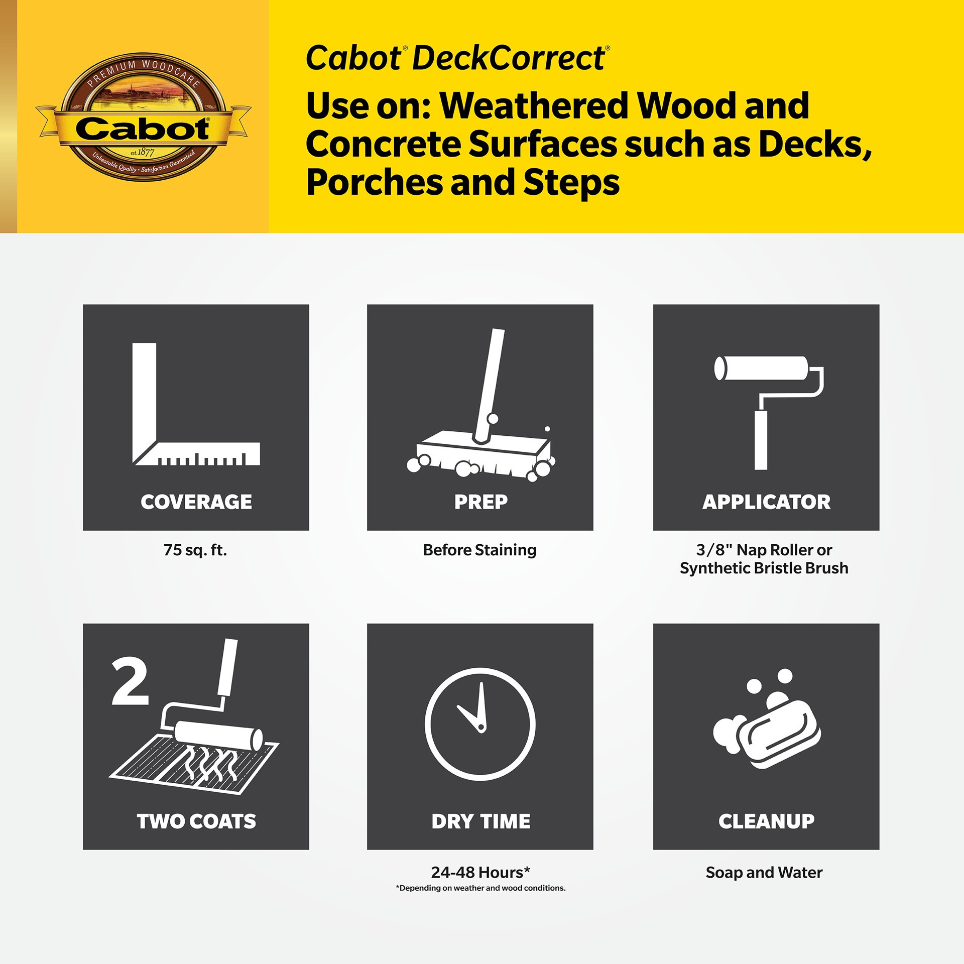 slide 3 of 6, Cabot DeckCorrect Red Cedar Solid Exterior Wood Stain and Sealer in One ( 5-gallon ), 1 ct