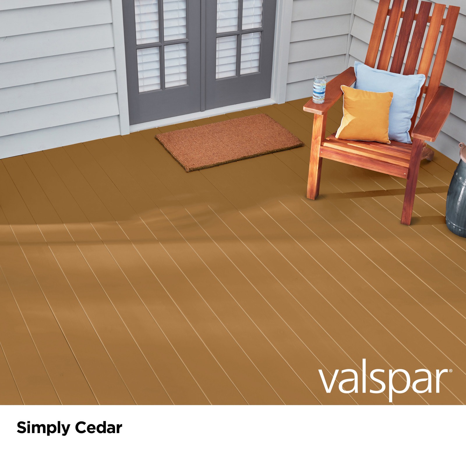 slide 2 of 6, Valspar Simply Cedar Solid Exterior Wood Stain and Sealer (1-Gallon), 