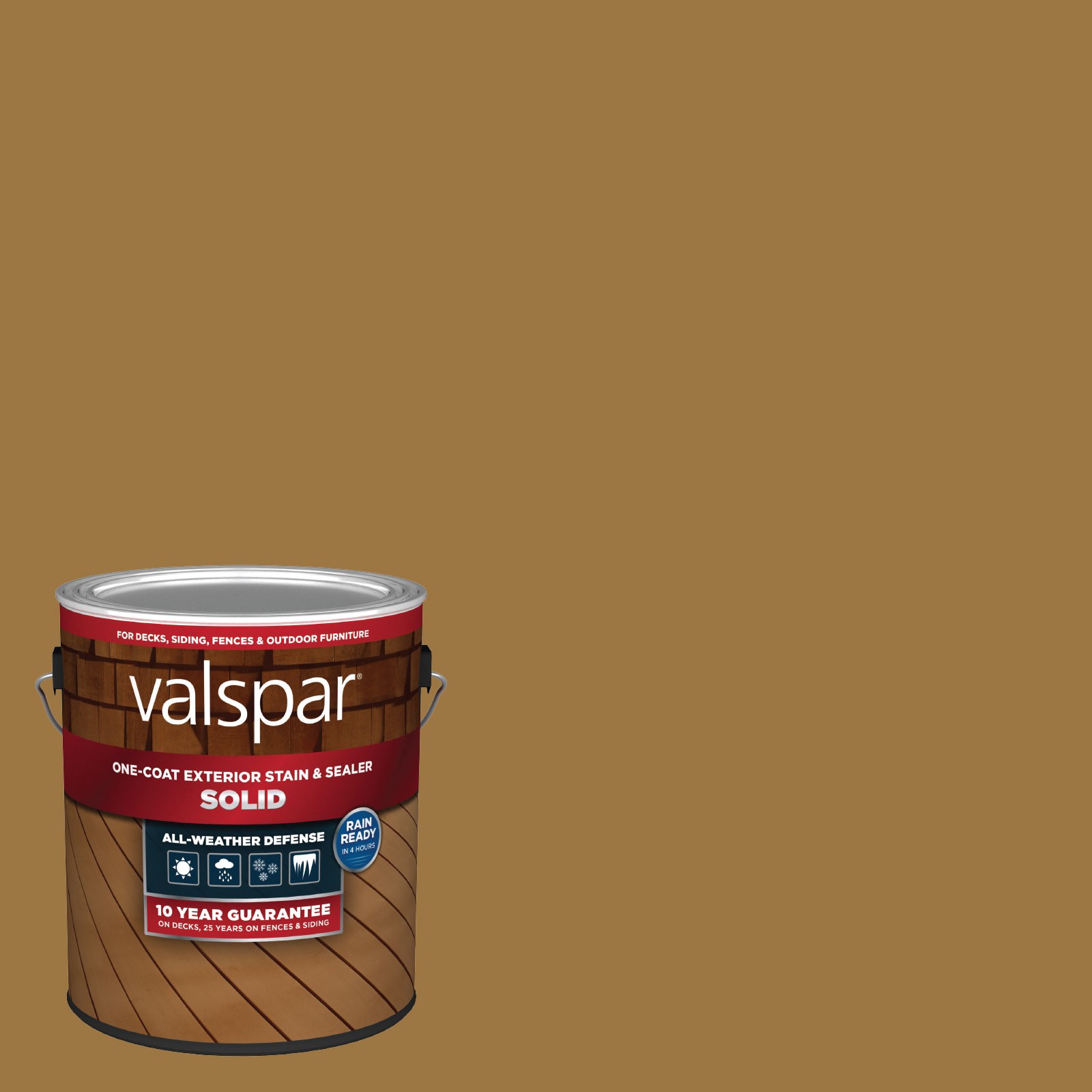 slide 1 of 6, Valspar Simply Cedar Solid Exterior Wood Stain and Sealer (1-Gallon), 