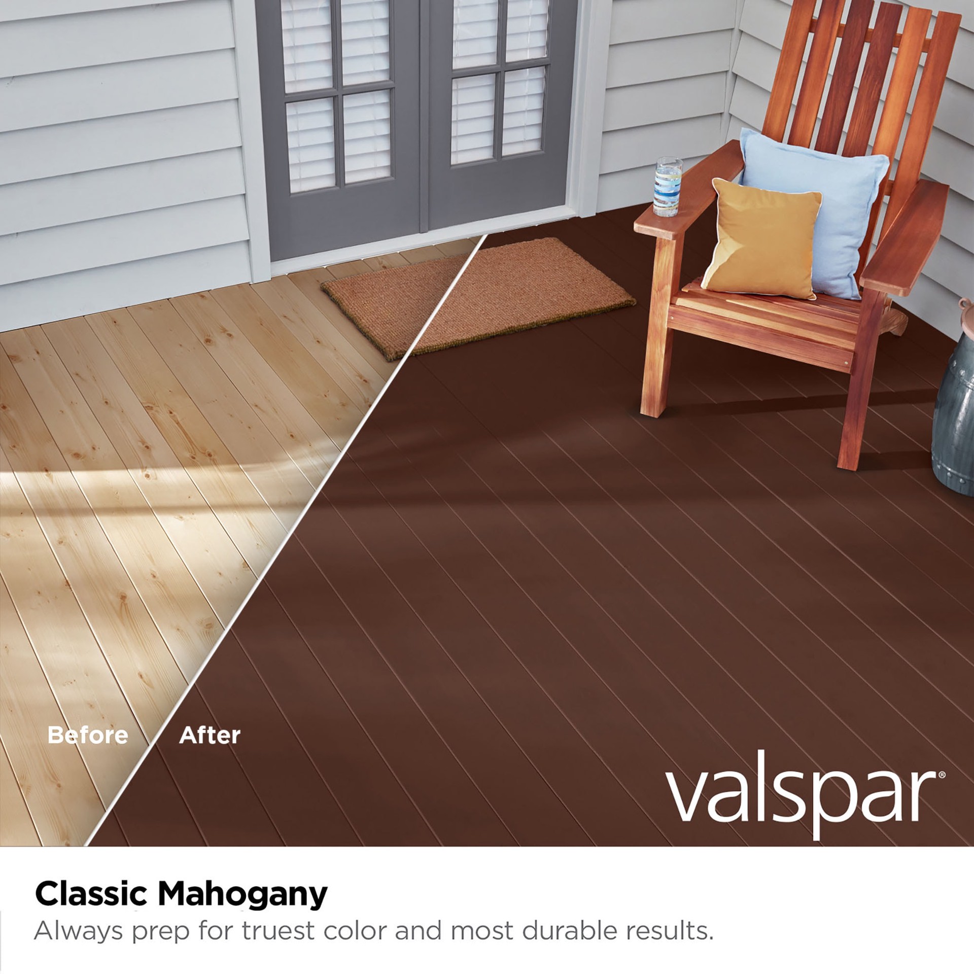 slide 2 of 6, Valspar Classic Mahogany Solid Exterior Wood Stain and Sealer in One ( 5-gallon ), 1 ct