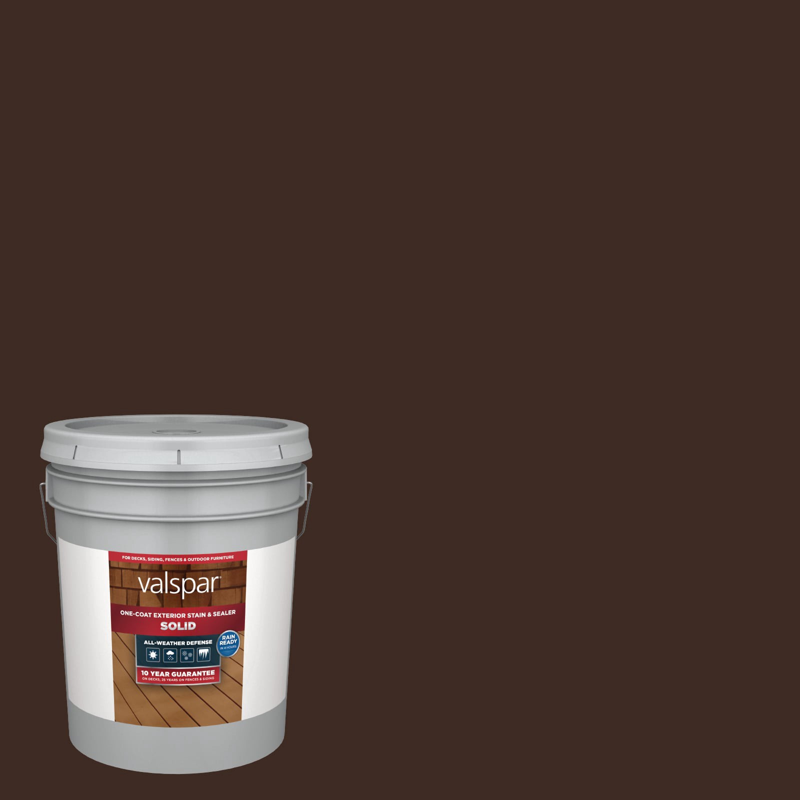 slide 1 of 6, Valspar Classic Mahogany Solid Exterior Wood Stain and Sealer in One ( 5-gallon ), 1 ct