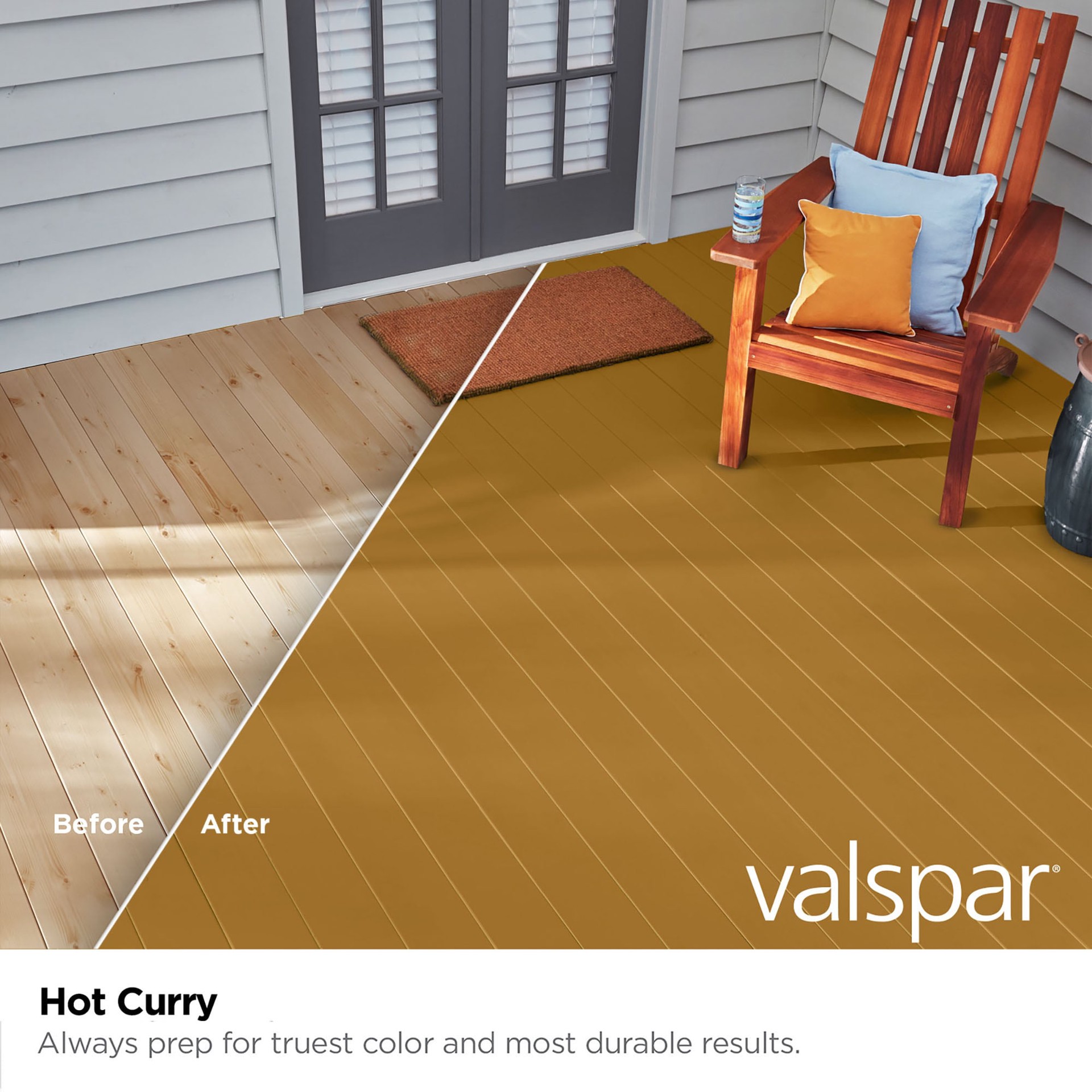 slide 2 of 6, Valspar Hot Curry Solid Exterior Wood Stain and Sealer in One ( 5-gallon ), 1 ct