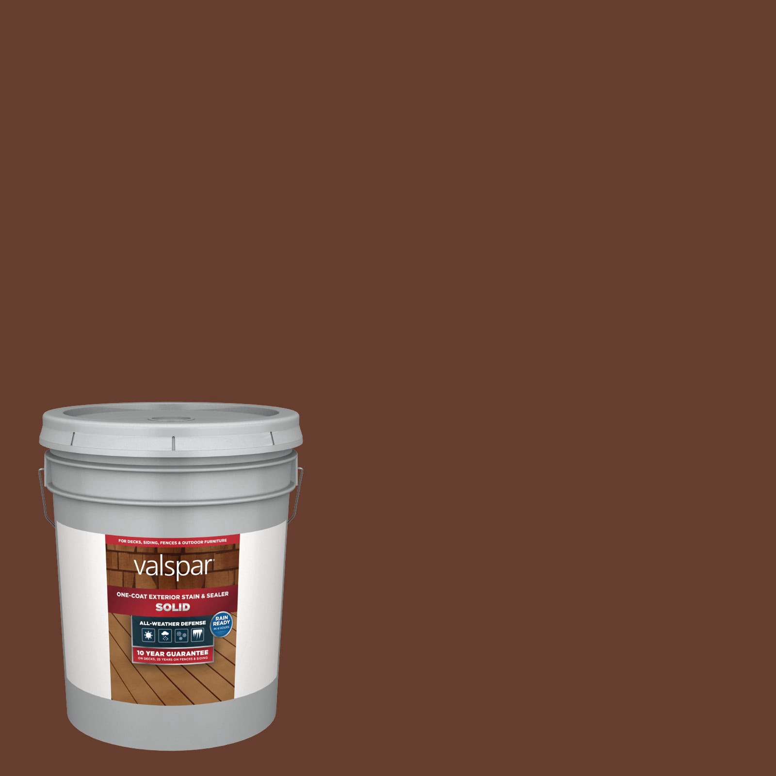 slide 1 of 6, Valspar Napa Wine Solid Exterior Wood Stain and Sealer in One ( 5-gallon ), 1 ct