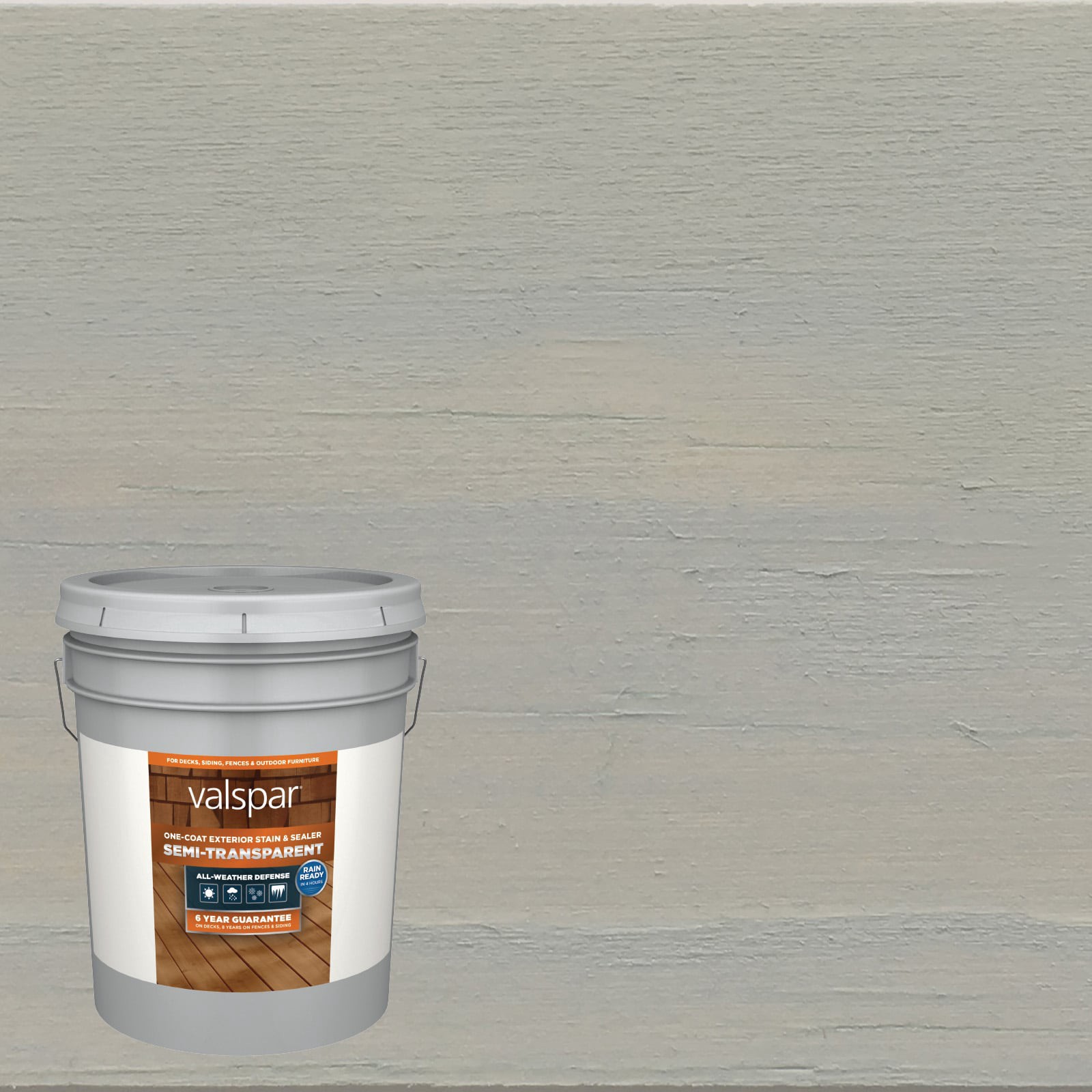 slide 1 of 1, Valspar Cottage Gray Semi-transparent Exterior Wood Stain and Sealer (5-Gallon), 1 ct