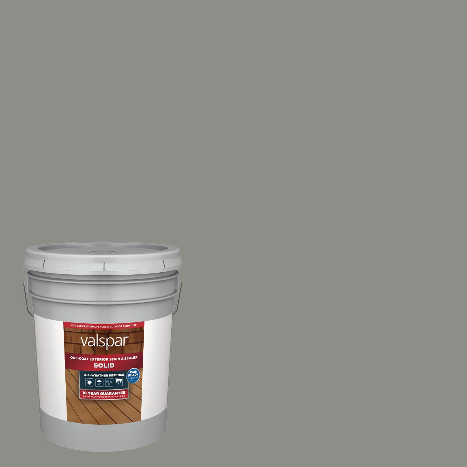 slide 1 of 6, Valspar Found Fossil Solid Exterior Wood Stain and Sealer in One ( 5-gallon ), 1 ct
