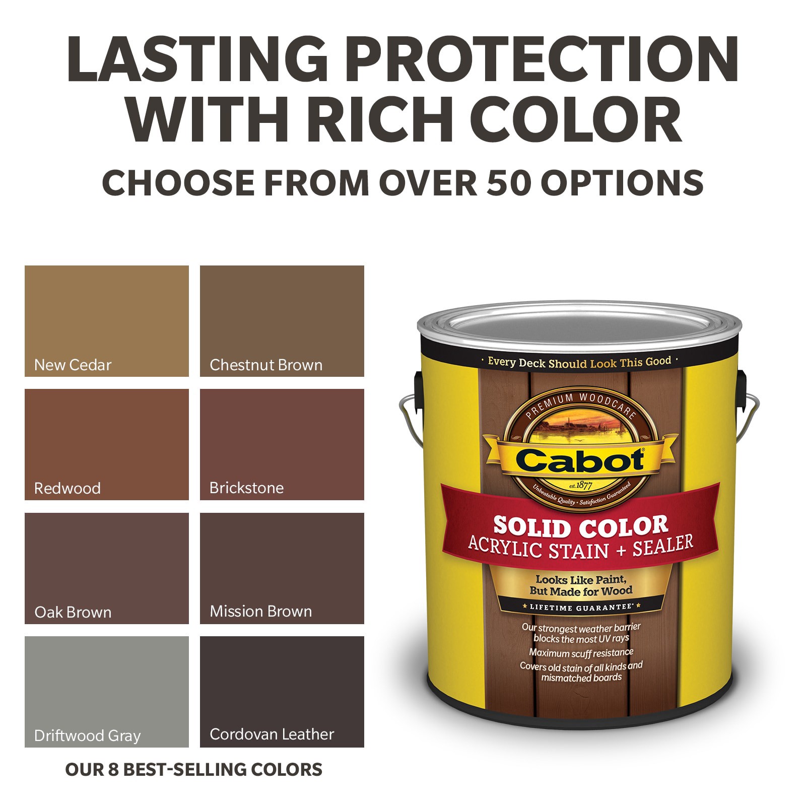 slide 6 of 6, Cabot Redwood Solid Exterior Wood Stain and Sealer (1-Gallon), 