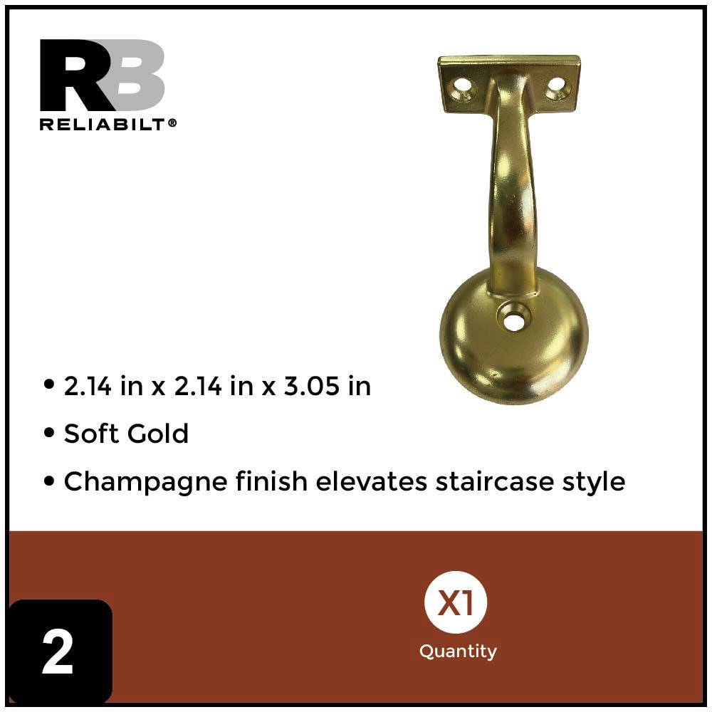 slide 2 of 6, RELIABILT 2.125-in x 3-in Champagne Painted Zinc alloy Interior Handrail bracket, 1 ct