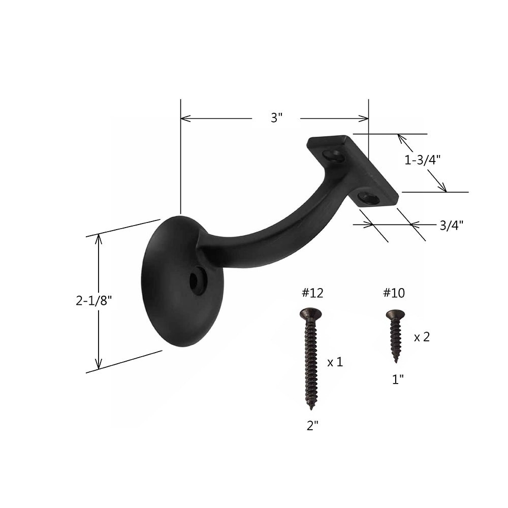 slide 3 of 4, RELIABILT 2.125-in x 3-in Black Painted Zinc alloy Interior Handrail bracket, 1 ct