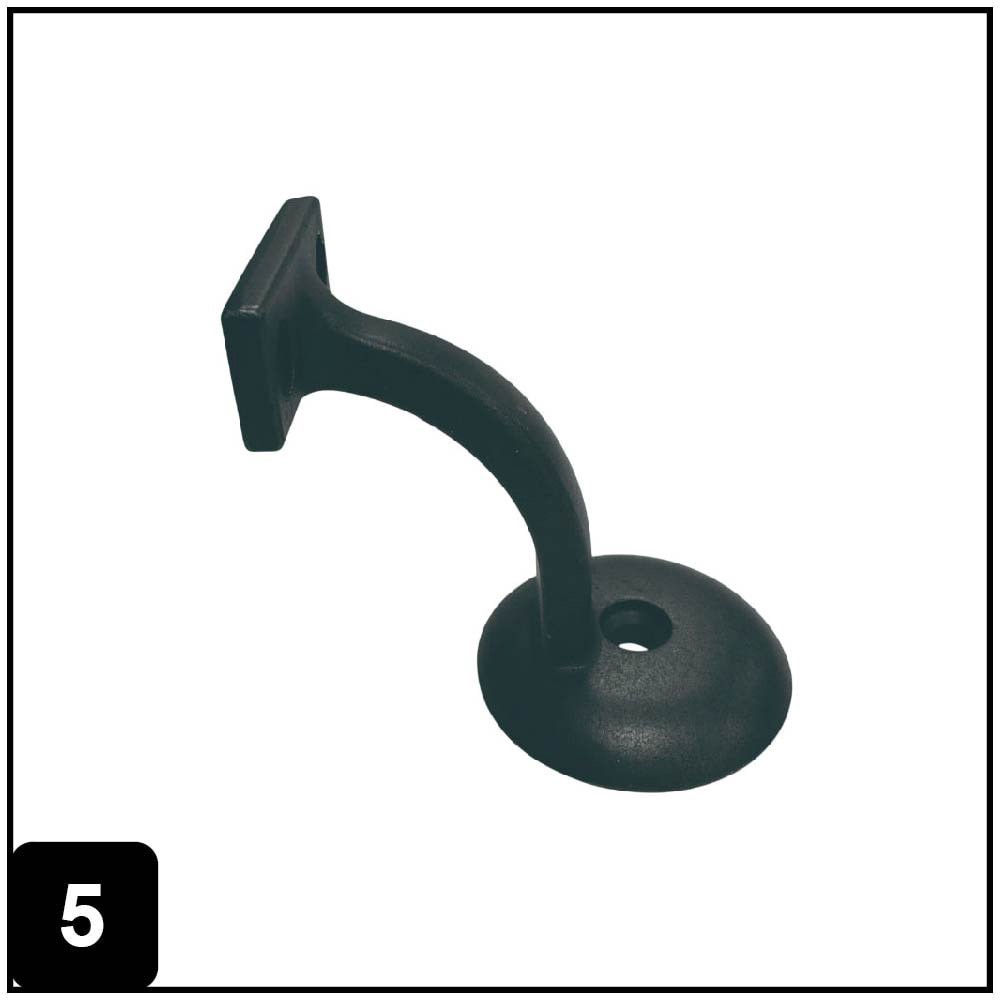 slide 5 of 6, RELIABILT 2.125-in x 3-in Black Painted Zinc alloy Interior Handrail bracket, 1 ct