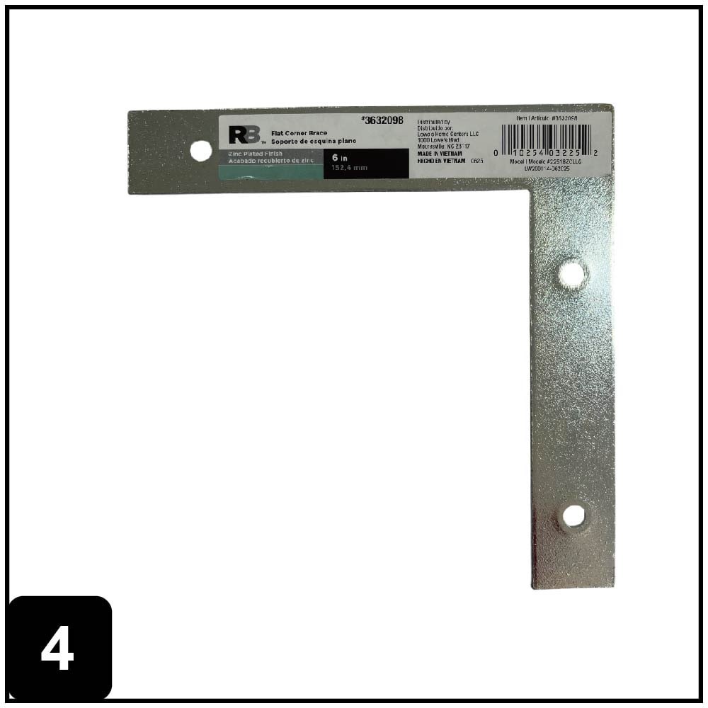 slide 4 of 6, RELIABILT 6-in x 1-in x 6-in 2 -Gauge Zinc-plated Steel Flat brace, 1 ct