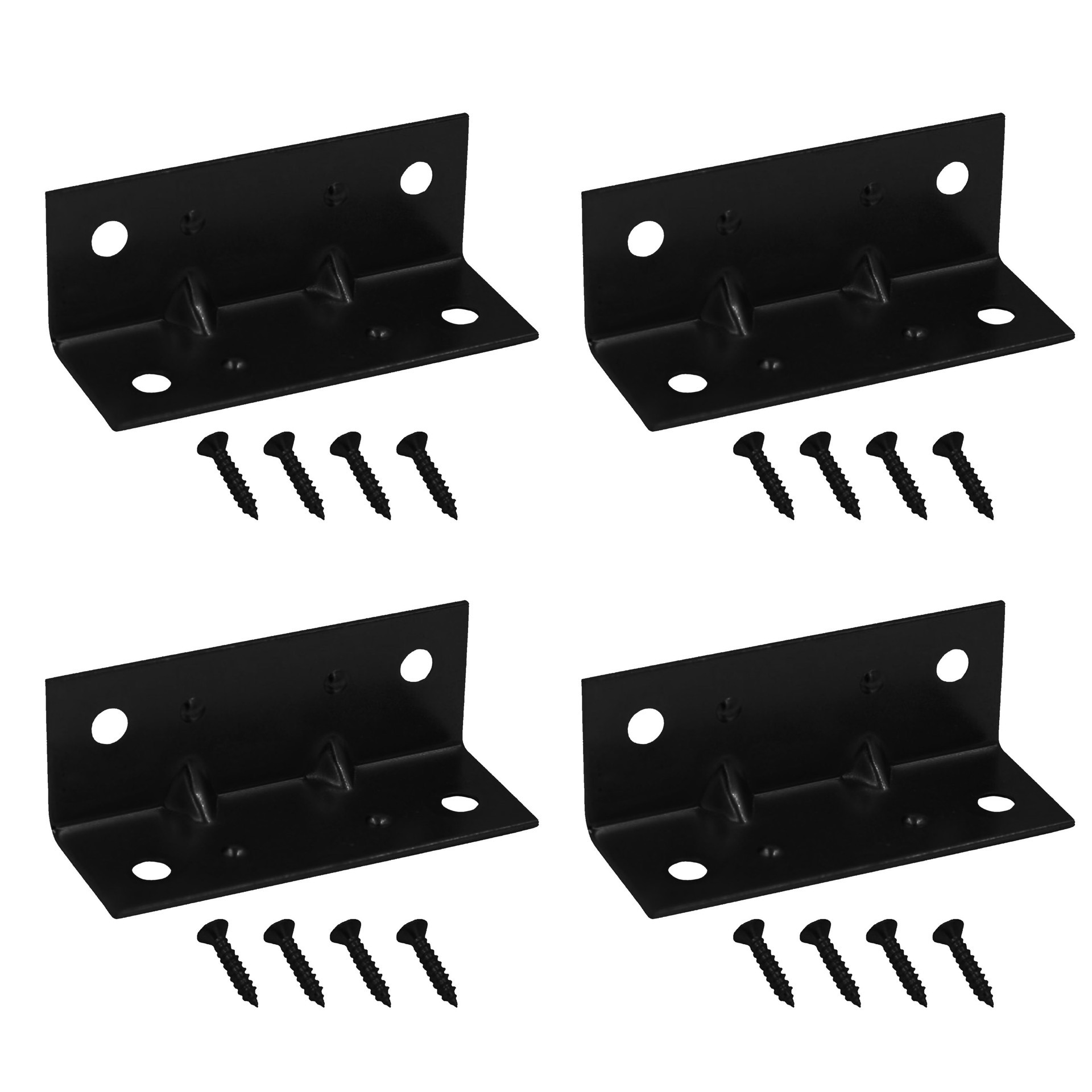 slide 1 of 4, RELIABILT 1.5-in x 0.75-in x 0.75-in 1 -Gauge Black Steel Corner brace 4 -Pack, 1 ct
