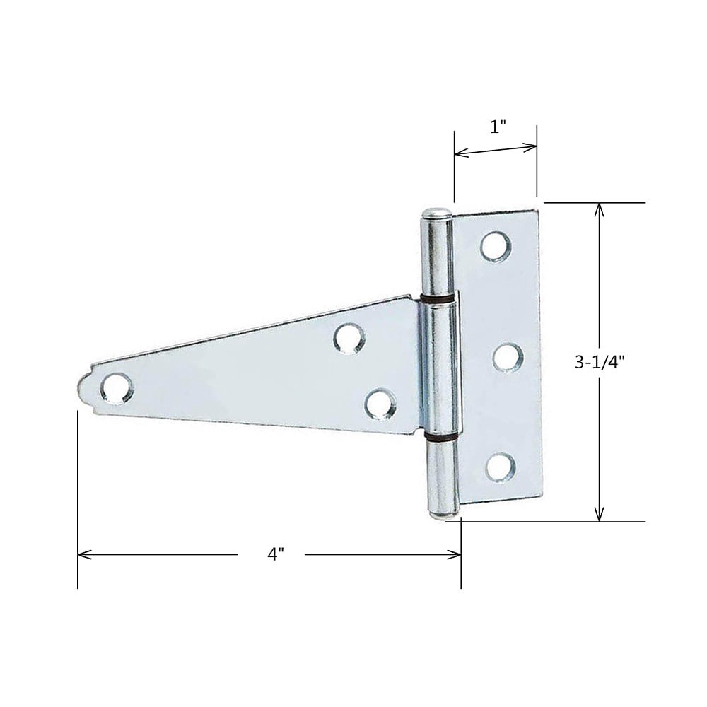 slide 3 of 6, RELIABILT 4-in H Zinc Plated T-shaped Interior/Exterior Door Hinge, 1 ct