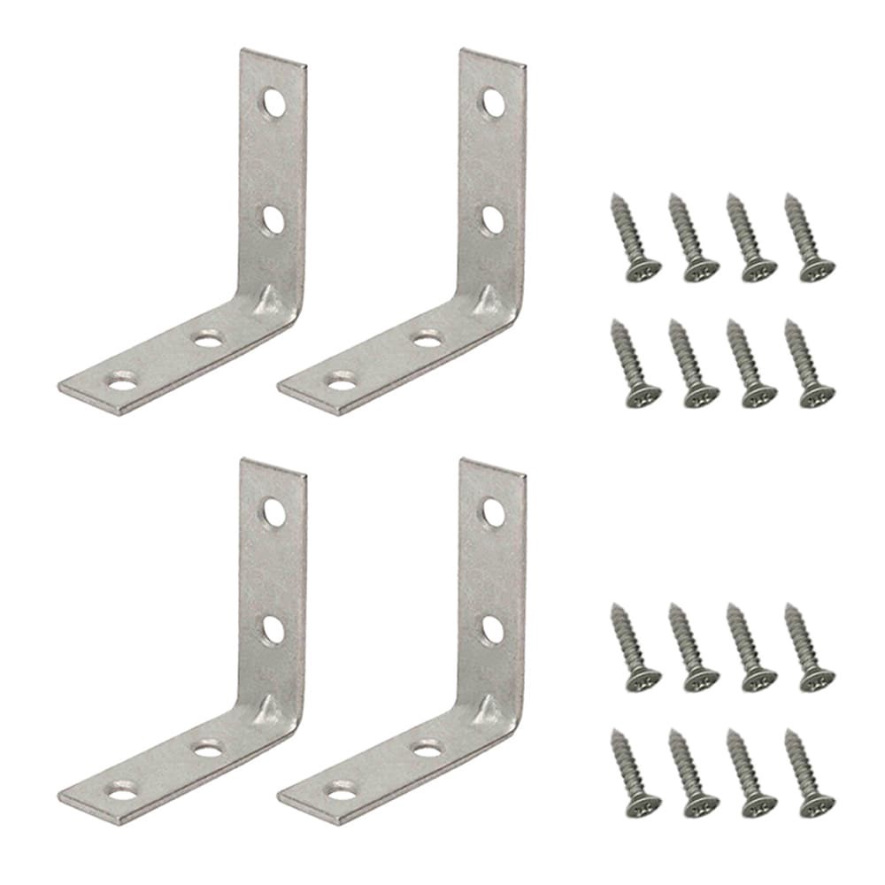 slide 1 of 5, RELIABILT 4-in x 0.875-in x 4-in 3 -Gauge Galvanized Steel Corner brace 4 -Pack, 1 ct