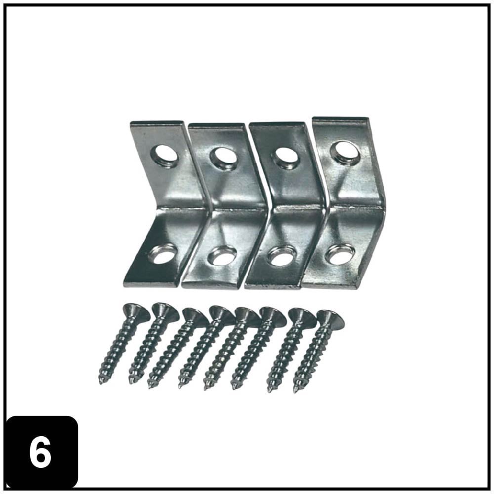 slide 6 of 6, RELIABILT 1-in x 0.5-in x 1-in 1.8 -Gauge Zinc-plated Steel Corner brace 4 -Pack, 1 ct