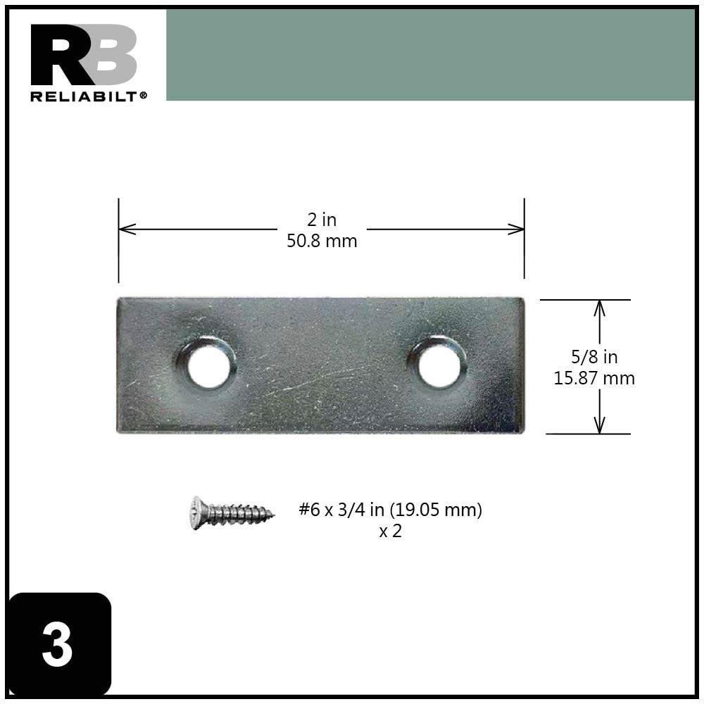 slide 3 of 6, RELIABILT 2.0-in x 0.625-in x 0.06-in 1.5 -Gauge Zinc-plated Steel Mending brace 4 -Pack, 1 ct