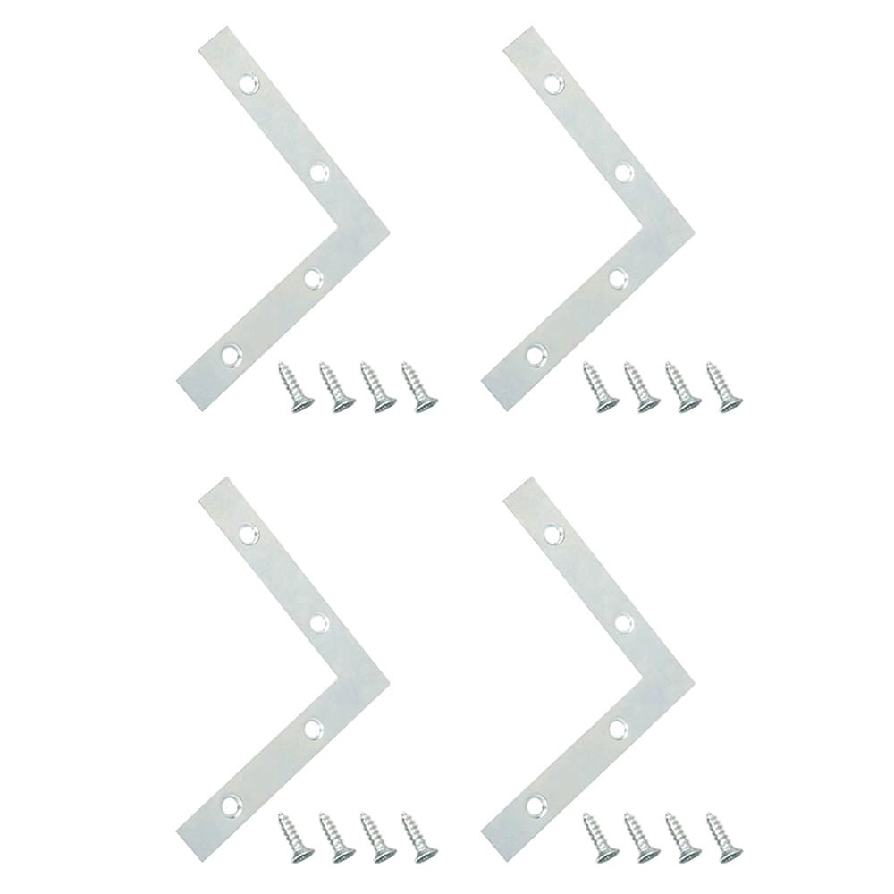 slide 1 of 4, RELIABILT 3-in x 0.5-in x 3-in 1.5 -Gauge Zinc-plated Steel Flat brace 4 -Pack, 1 ct