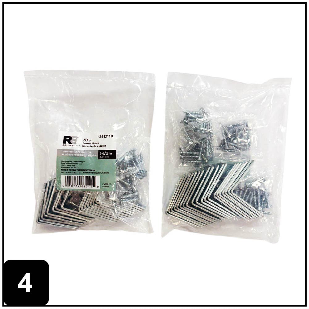 slide 5 of 6, RELIABILT 1.5-in x 0.5-in x 1.5-in 1.8 -Gauge Zinc-plated Steel Corner brace 20 -Pack, 1 ct