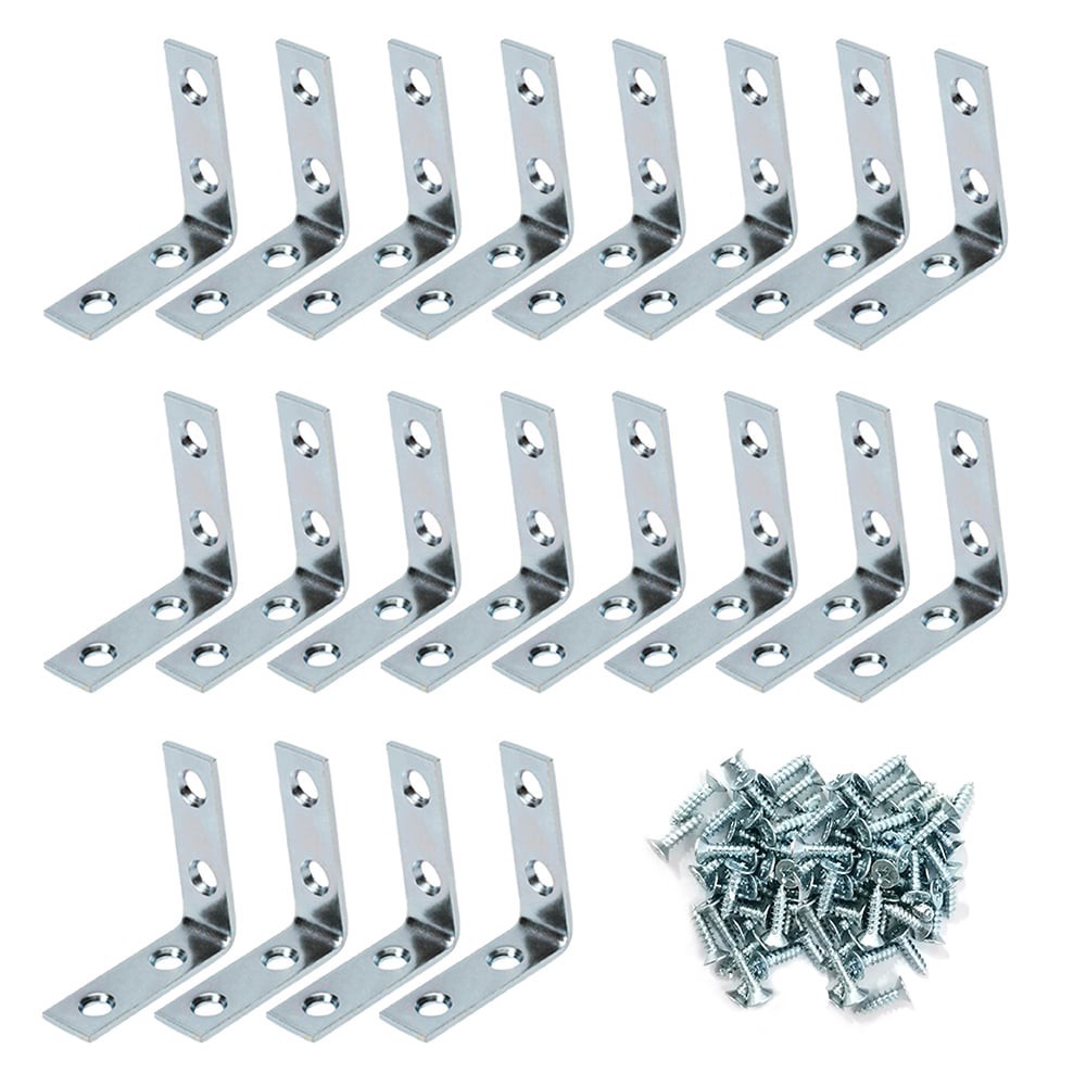 slide 1 of 4, RELIABILT 1.5-in x 0.5-in x 1.5-in 1.8 -Gauge Zinc-plated Steel Corner brace 20 -Pack, 1 ct